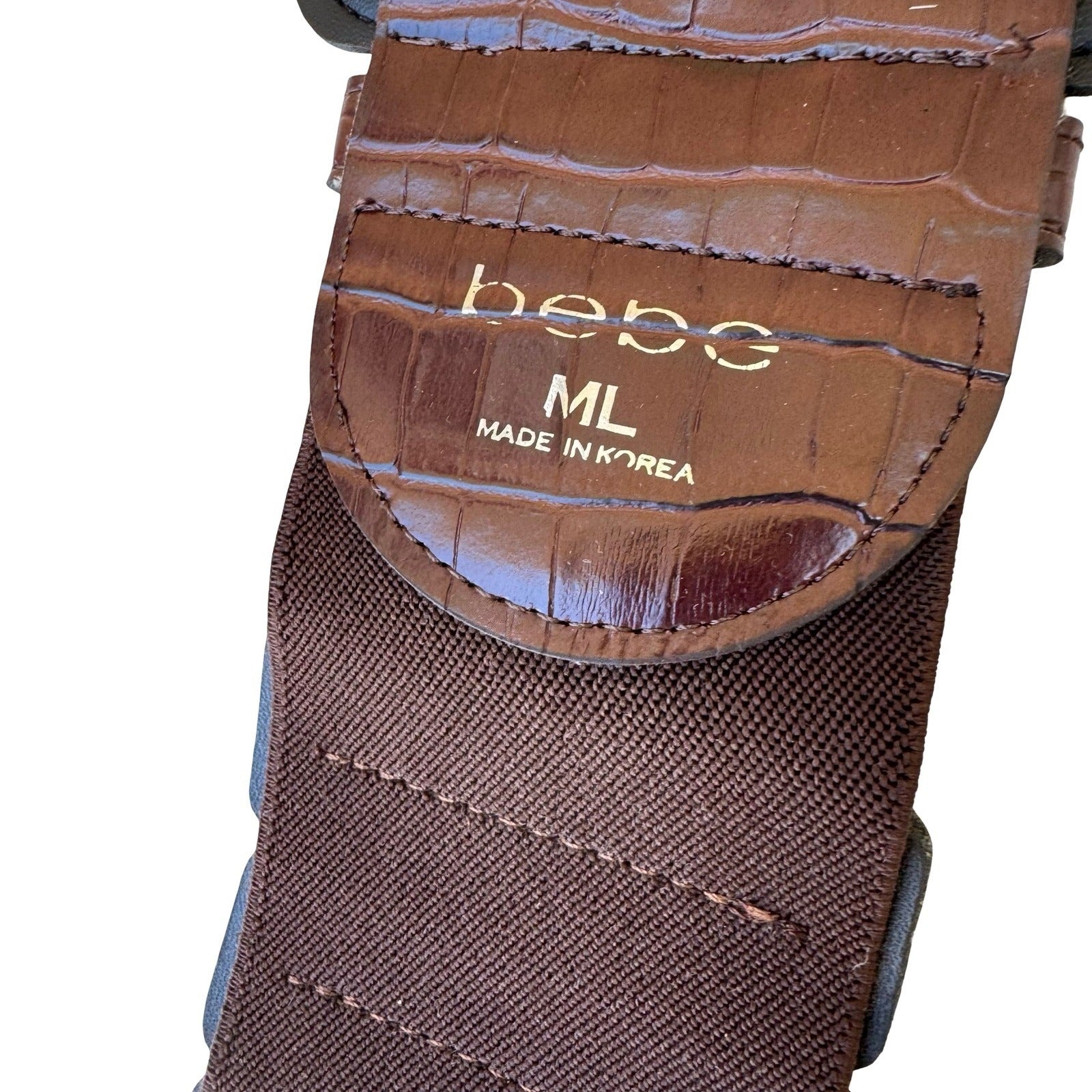 Bebe Vintage 90s Y2K Indie Sleaze Brown Crocodile Embossed Wide Cinch Belt M/L