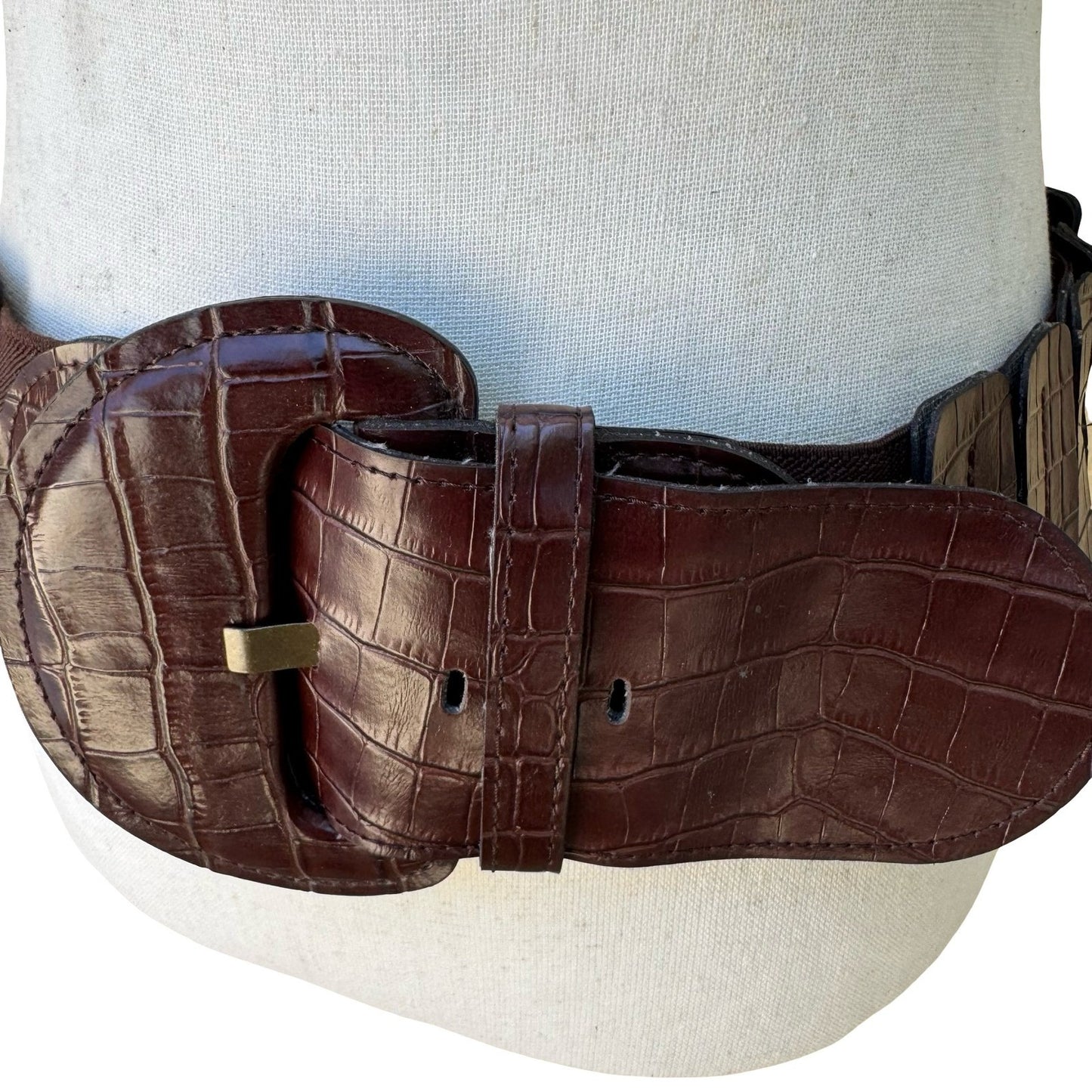 Bebe Vintage 90s Y2K Indie Sleaze Brown Crocodile Embossed Wide Cinch Belt M/L