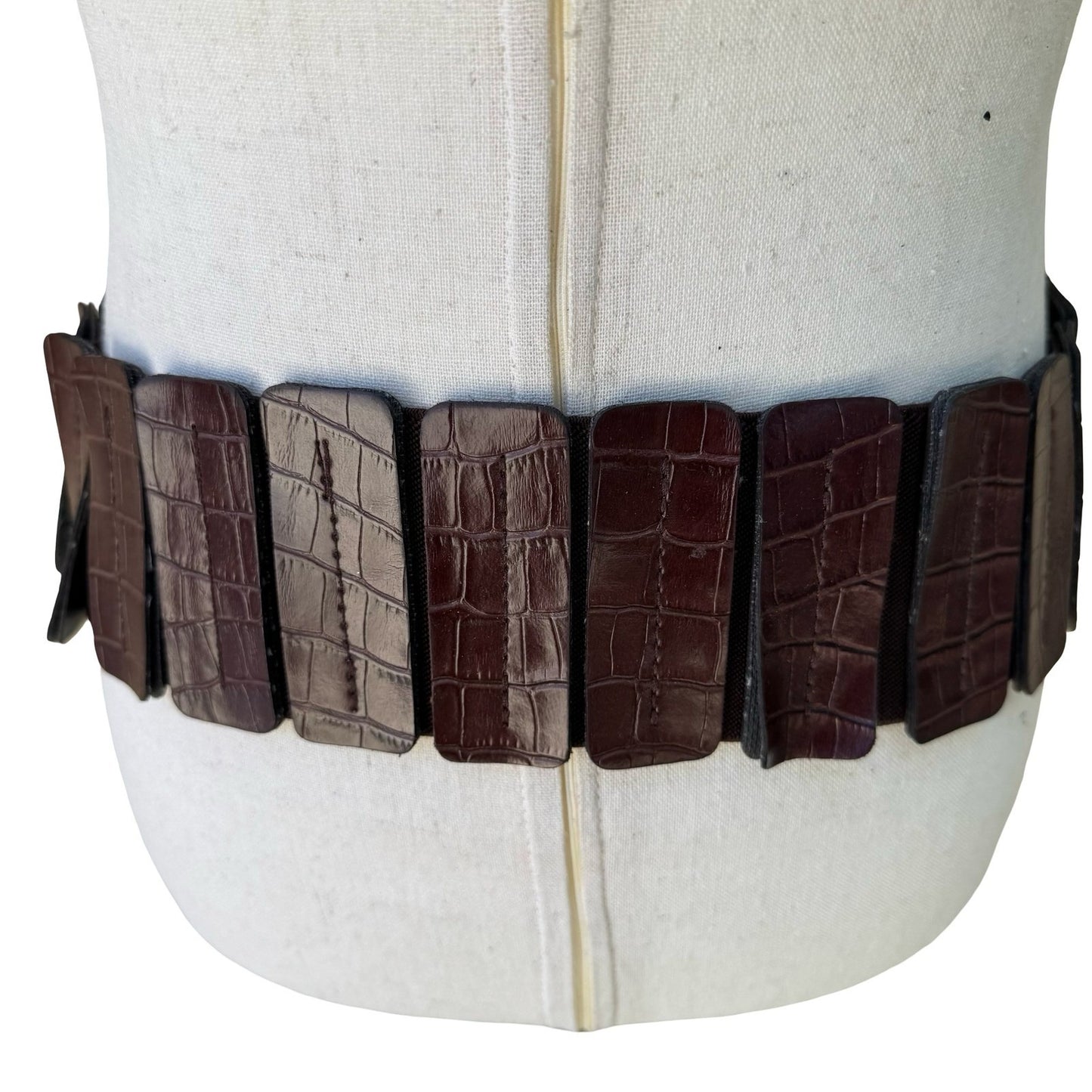 Bebe Vintage 90s Y2K Indie Sleaze Brown Crocodile Embossed Wide Cinch Belt M/L