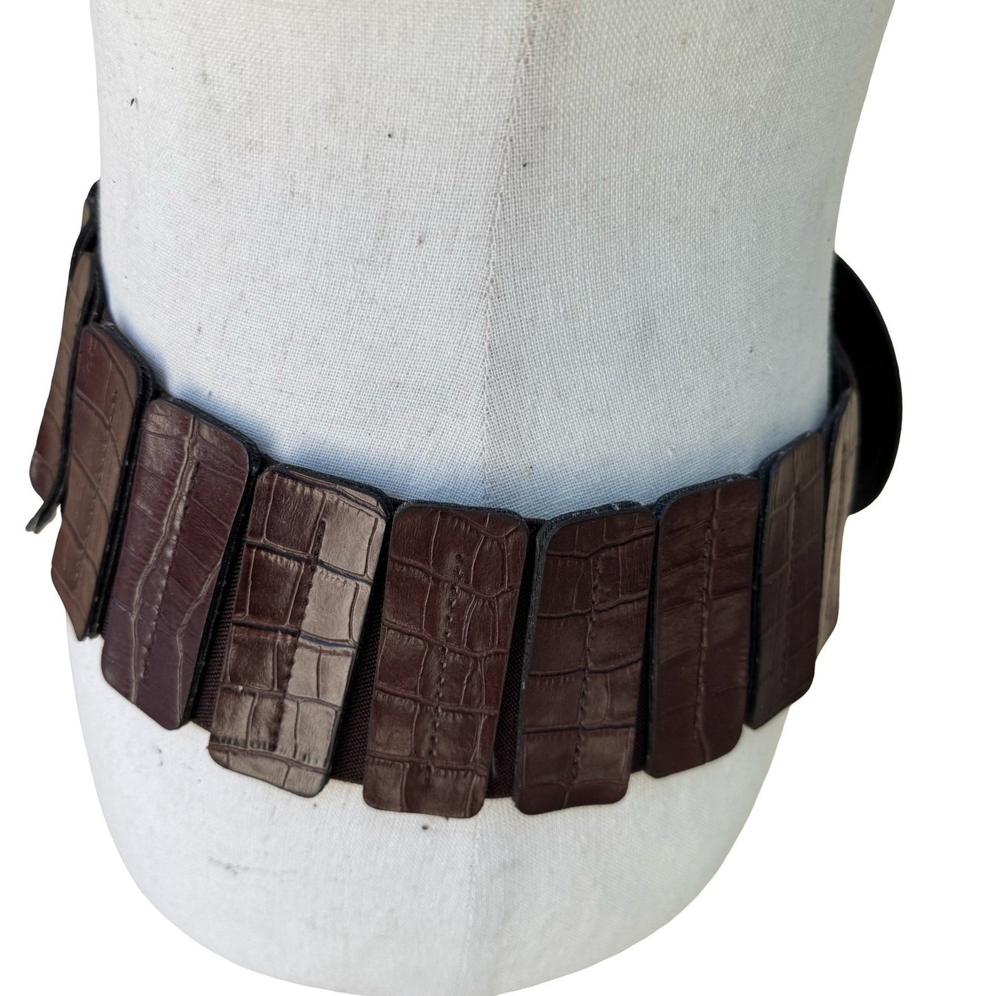 Bebe Vintage 90s Y2K Indie Sleaze Brown Crocodile Embossed Wide Cinch Belt M/L