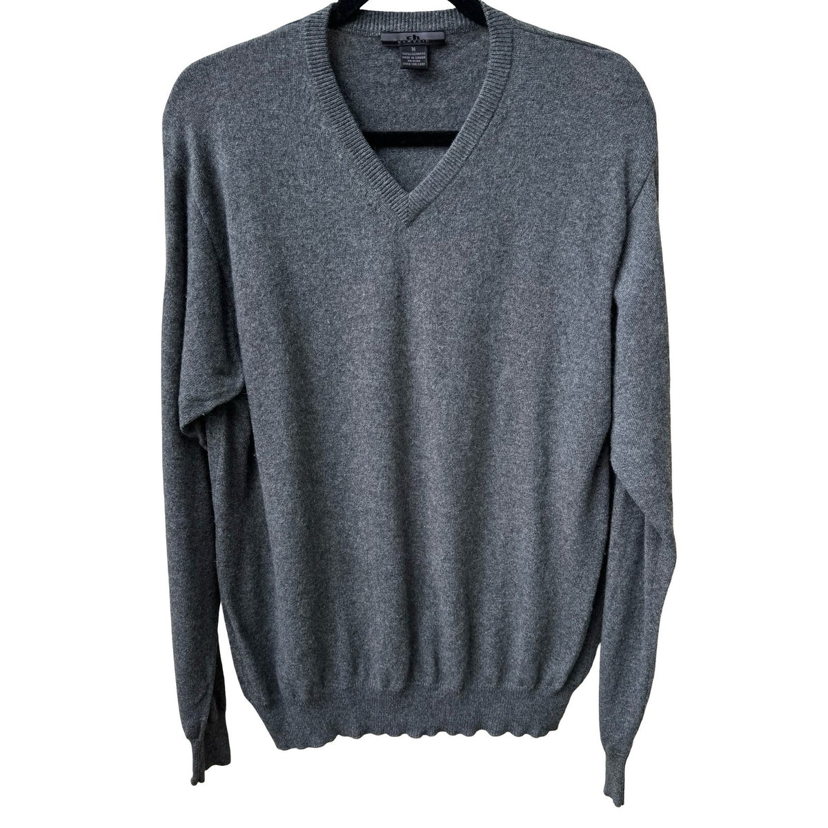 CH Classic 100% Cashmere Quiet Luxury Old Money Preppy Cozy Sweater Mens Gray M