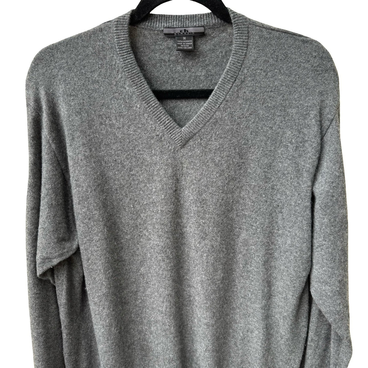 CH Classic 100% Cashmere Quiet Luxury Old Money Preppy Cozy Sweater Mens Gray M