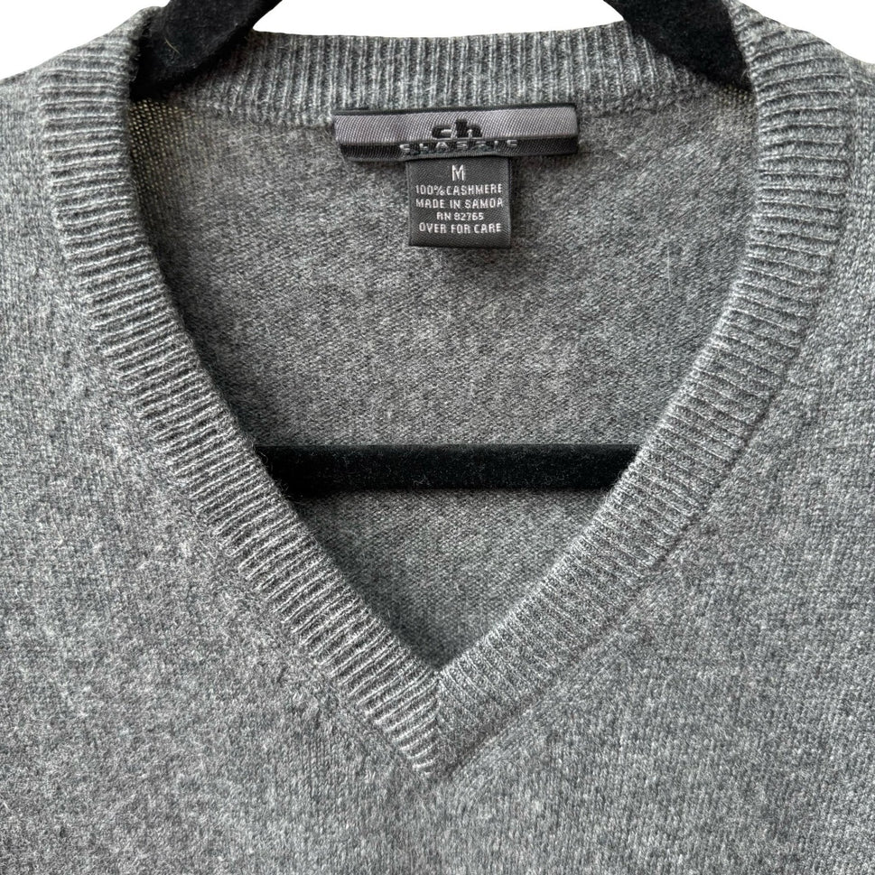 CH Classic 100% Cashmere Quiet Luxury Old Money Preppy Cozy Sweater Mens Gray M