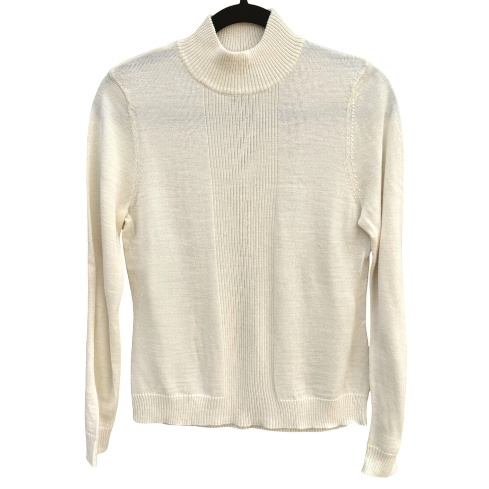 Randolph Duke The Look Cream Ribbed Turtleneck Knit Sweater Wool Blend Lagenlook