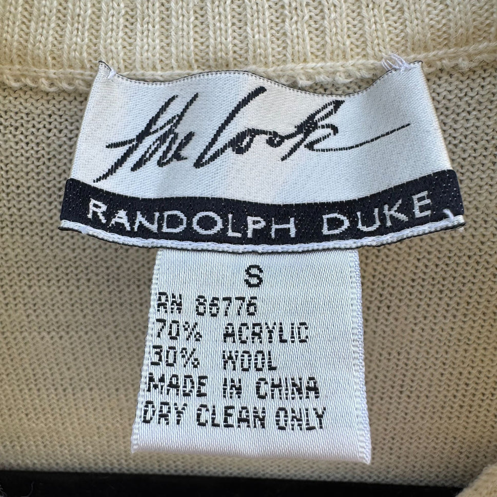 Randolph Duke The Look Cream Ribbed Turtleneck Knit Sweater Wool Blend Lagenlook