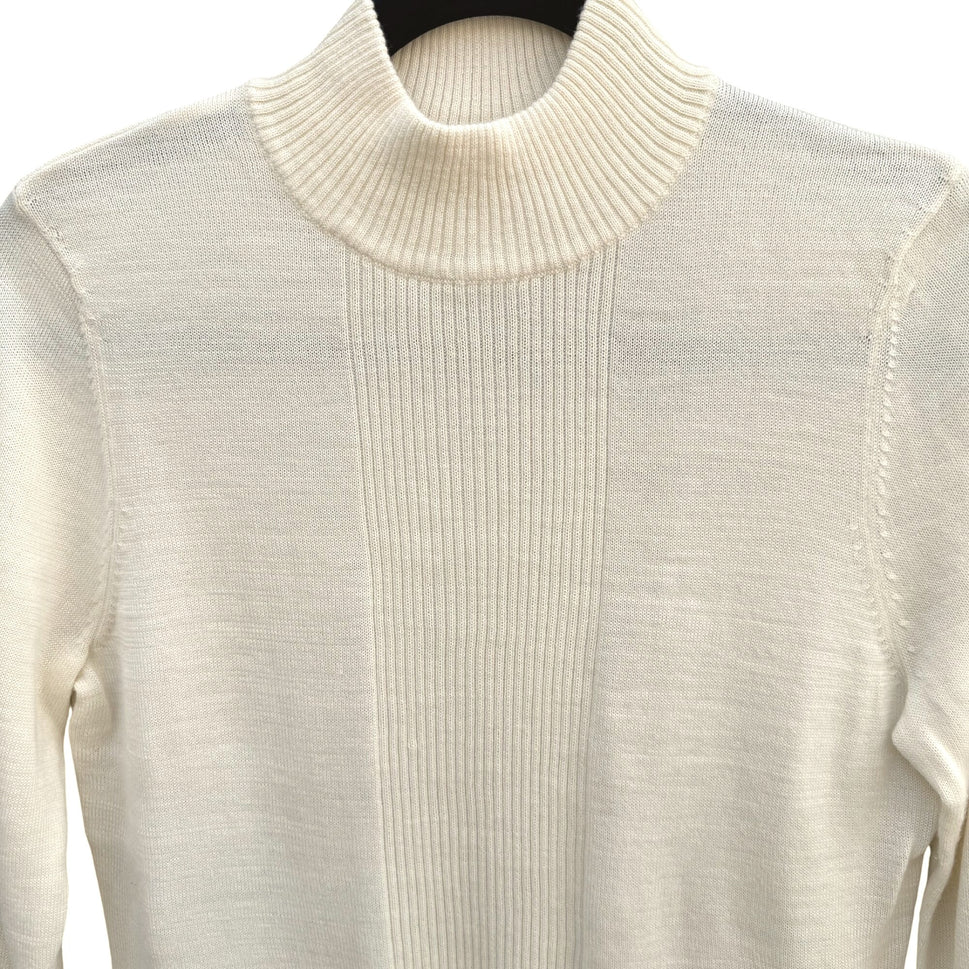 Randolph Duke The Look Cream Ribbed Turtleneck Knit Sweater Wool Blend Lagenlook