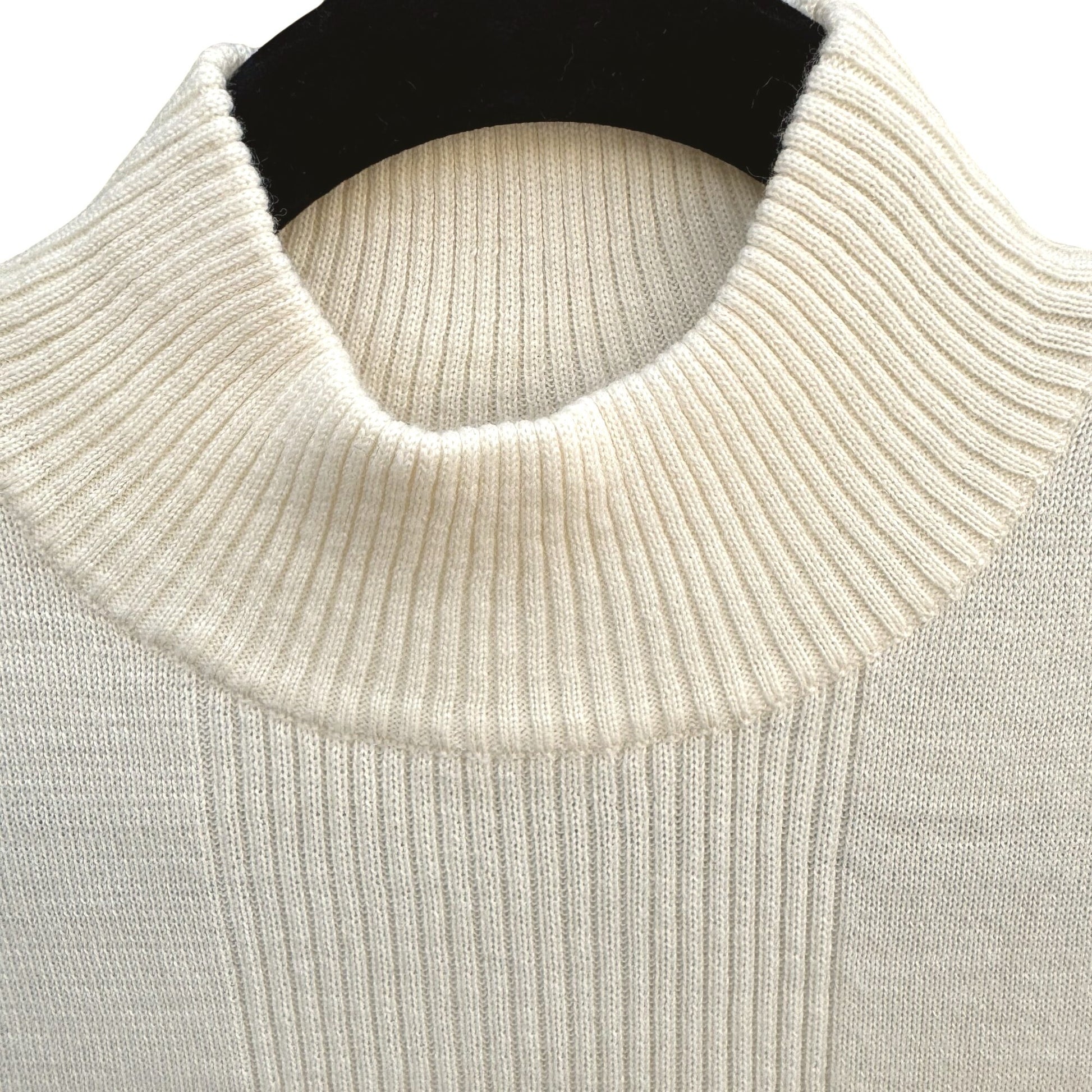 Randolph Duke The Look Cream Ribbed Turtleneck Knit Sweater Wool Blend Lagenlook