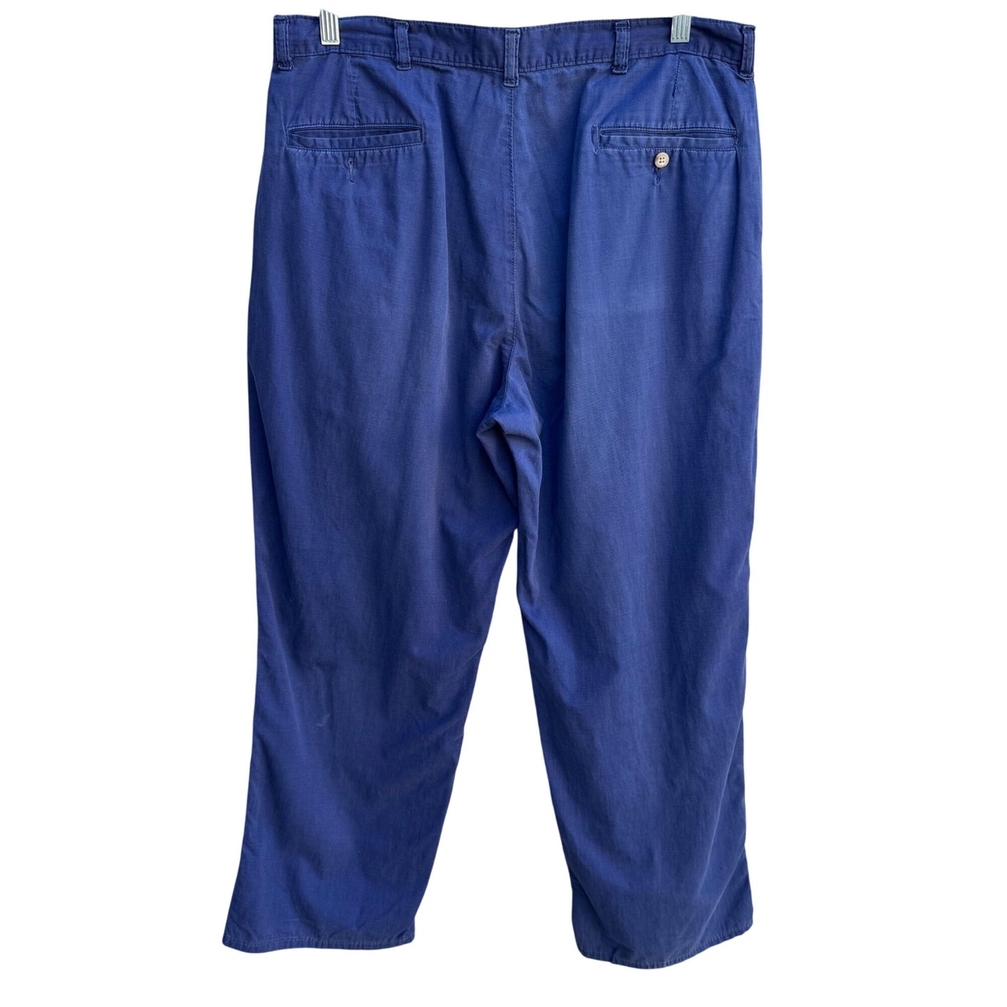 Polo By Ralph Lauren Vintage 80s Preppy Mens Blue Pleated Retro Chino Pants 35