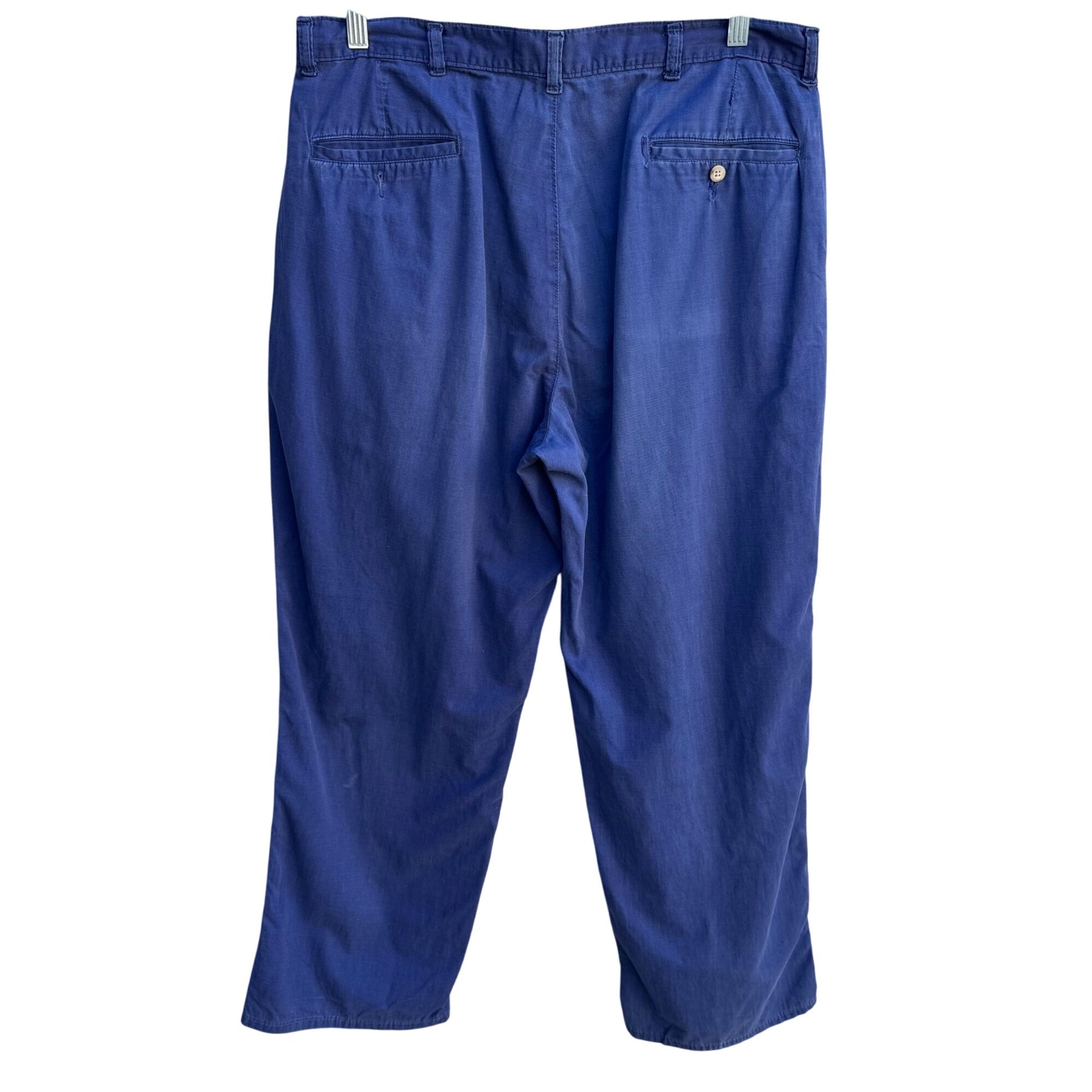 Polo By Ralph Lauren Vintage 80s Preppy Mens Blue Pleated Retro Chino Pants 35