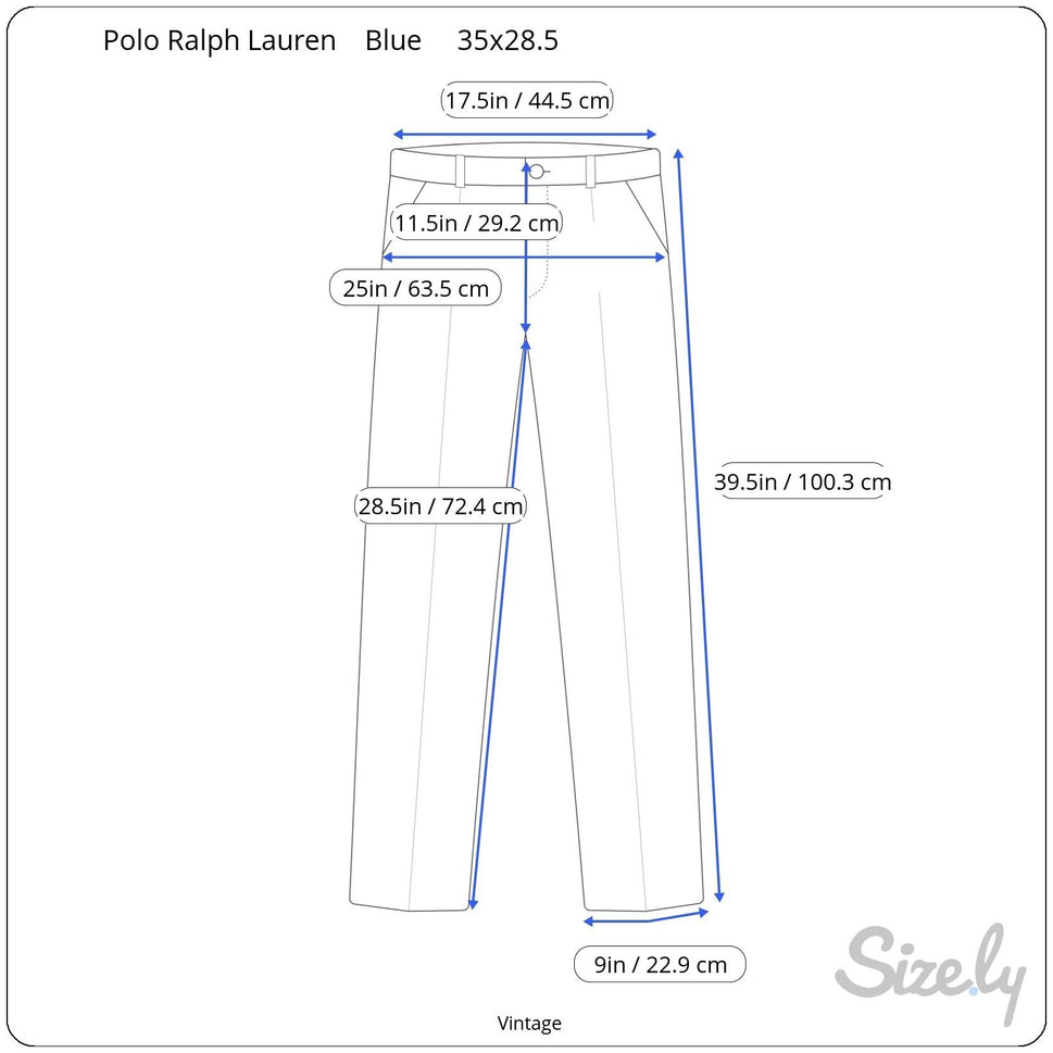 Polo By Ralph Lauren Vintage 80s Preppy Mens Blue Pleated Retro Chino Pants 35