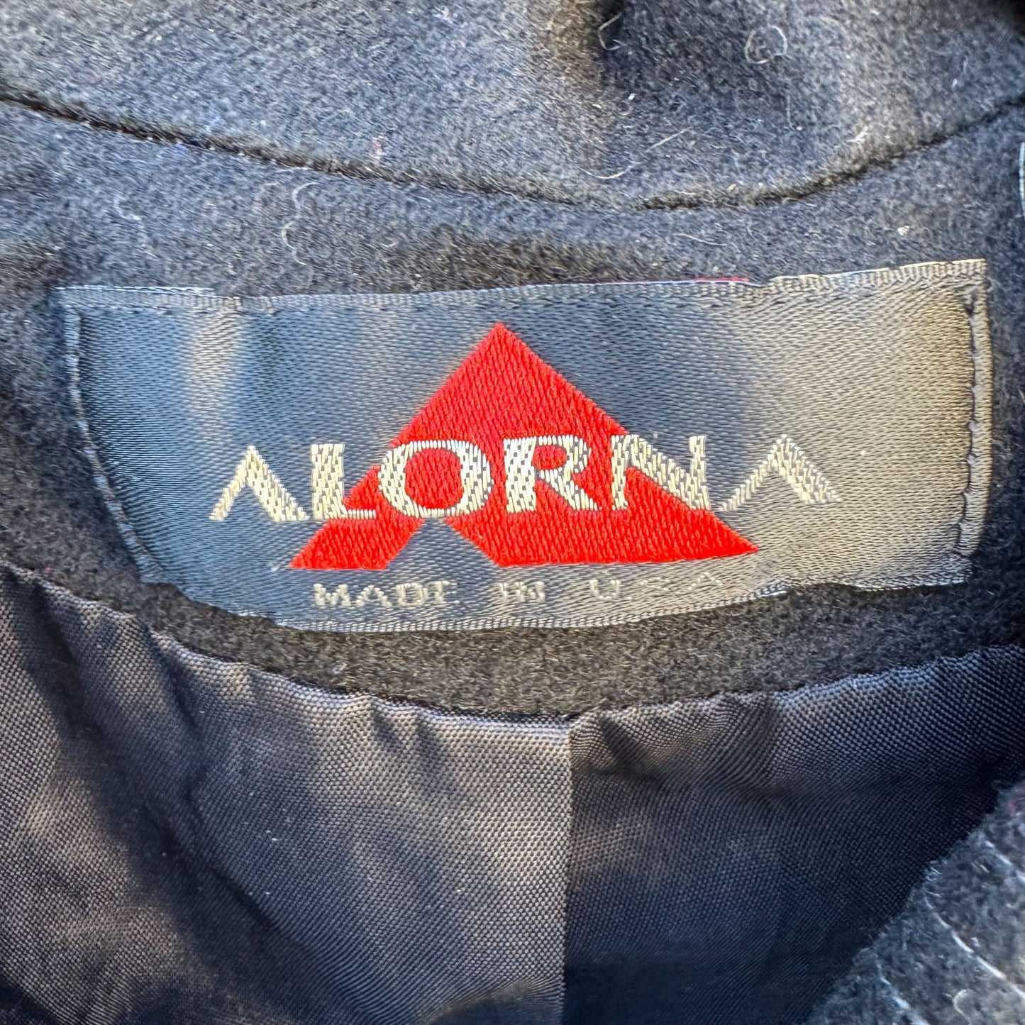 Alorna Vintage 80s 80s Womens Wool Stitched Black Coat Overcoat Minimalist Preppy