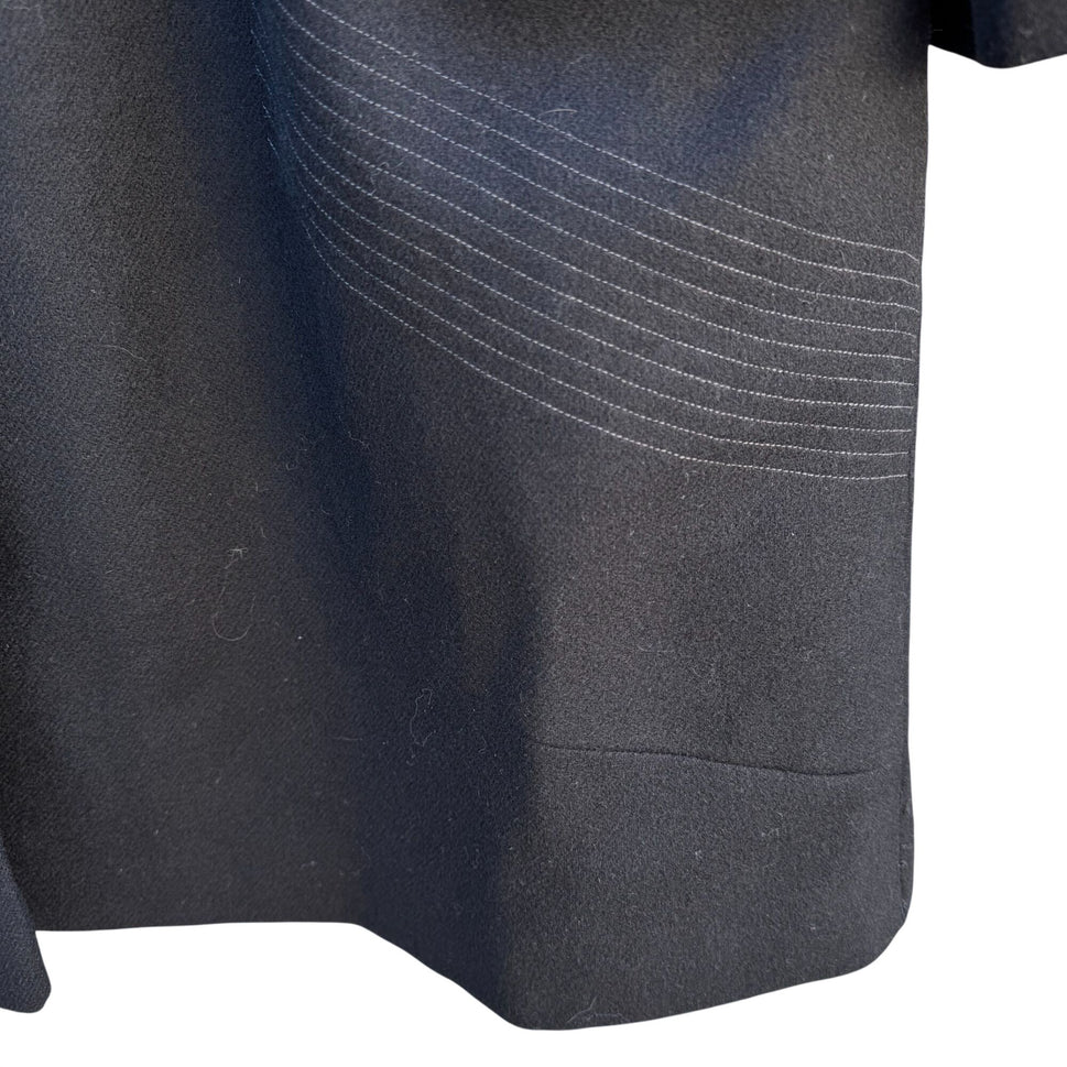 Alorna Vintage 80s 80s Womens Wool Stitched Black Coat Overcoat Minimalist Preppy