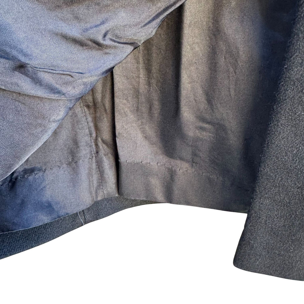 Alorna Vintage 80s 80s Womens Wool Stitched Black Coat Overcoat Minimalist Preppy