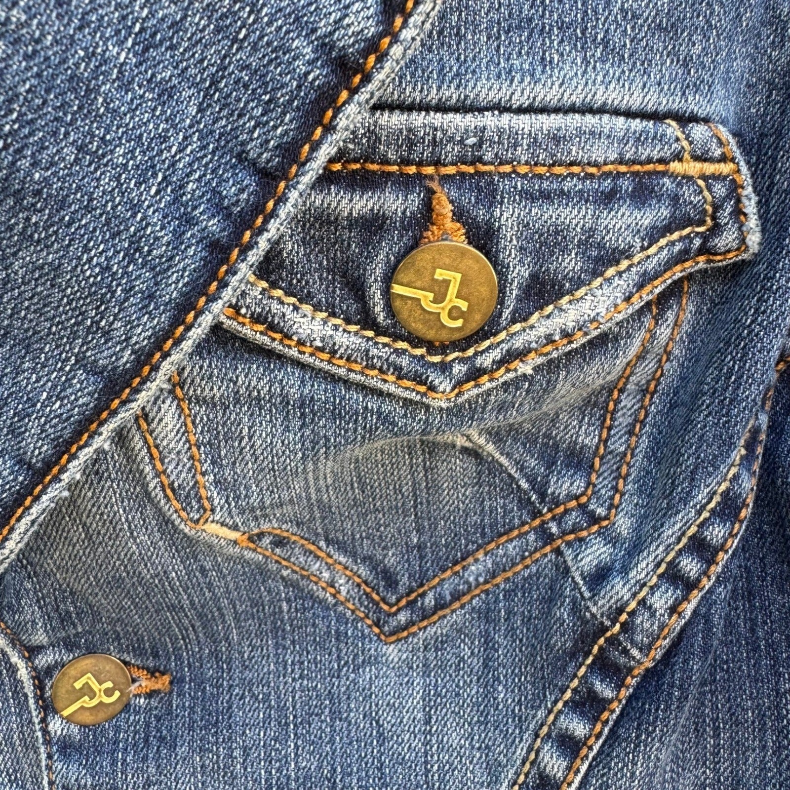 JC Denim Y2K Angel Wing Rocker Edgy Moto Indie Glam Embroidered Denim Jacket S