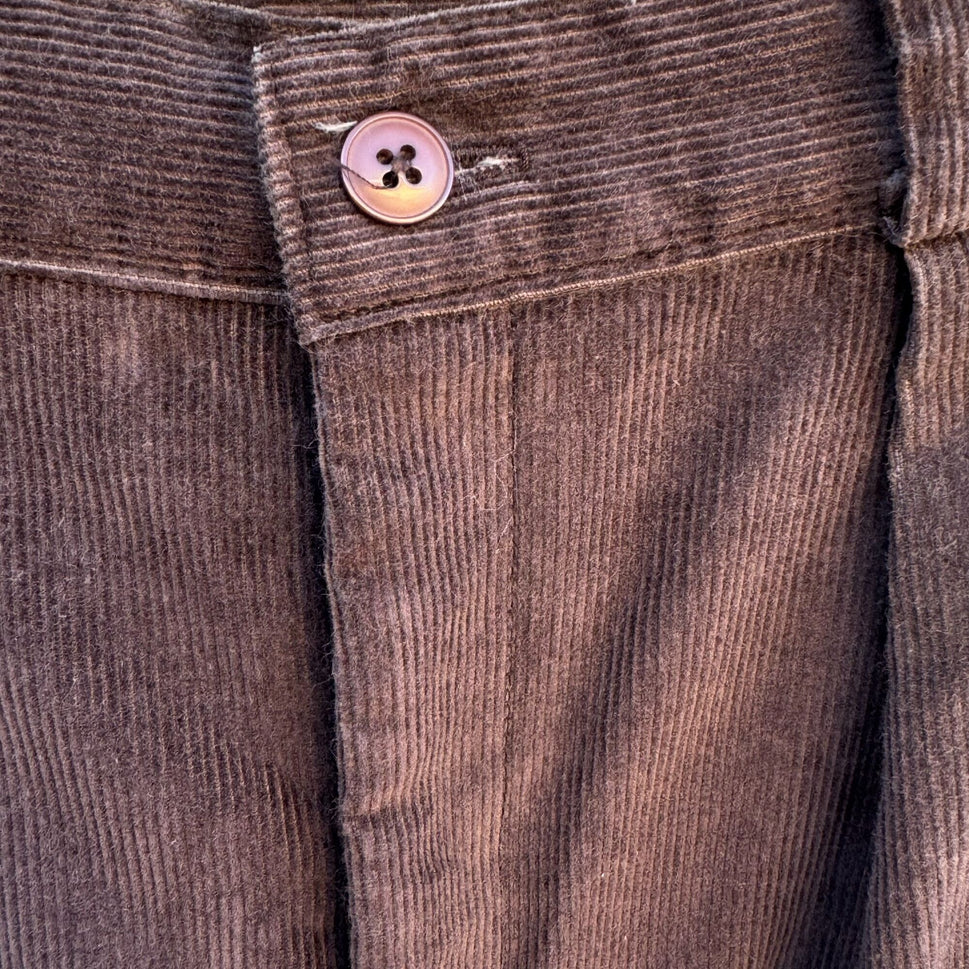 Sears Roebuck & Co Vintage 70s Brown Corduroy Pants Womens Tall Straight Leg 29