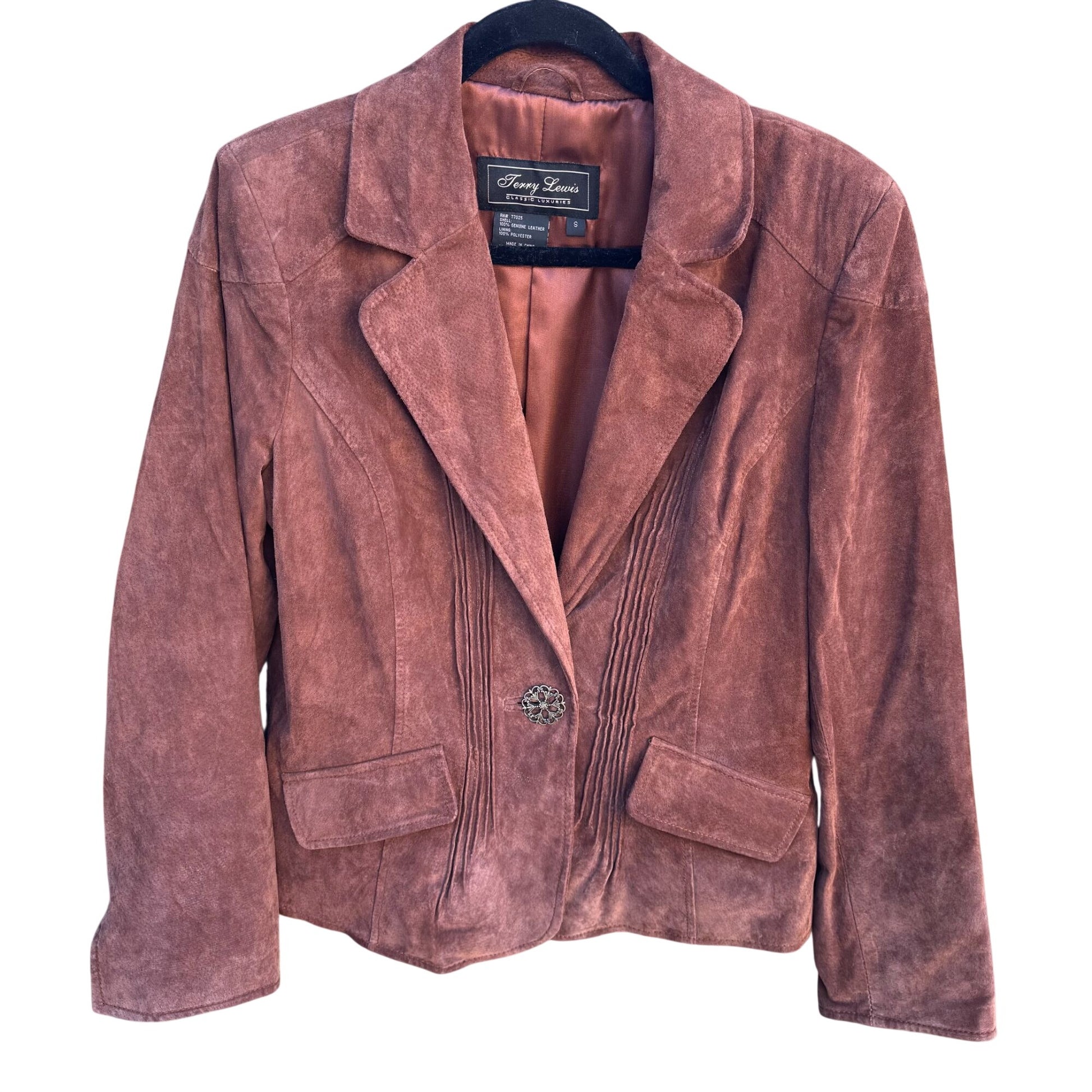 Terry Lewis Vintage Leather Suede Blazer Jacket Rust Brown Western Womens S