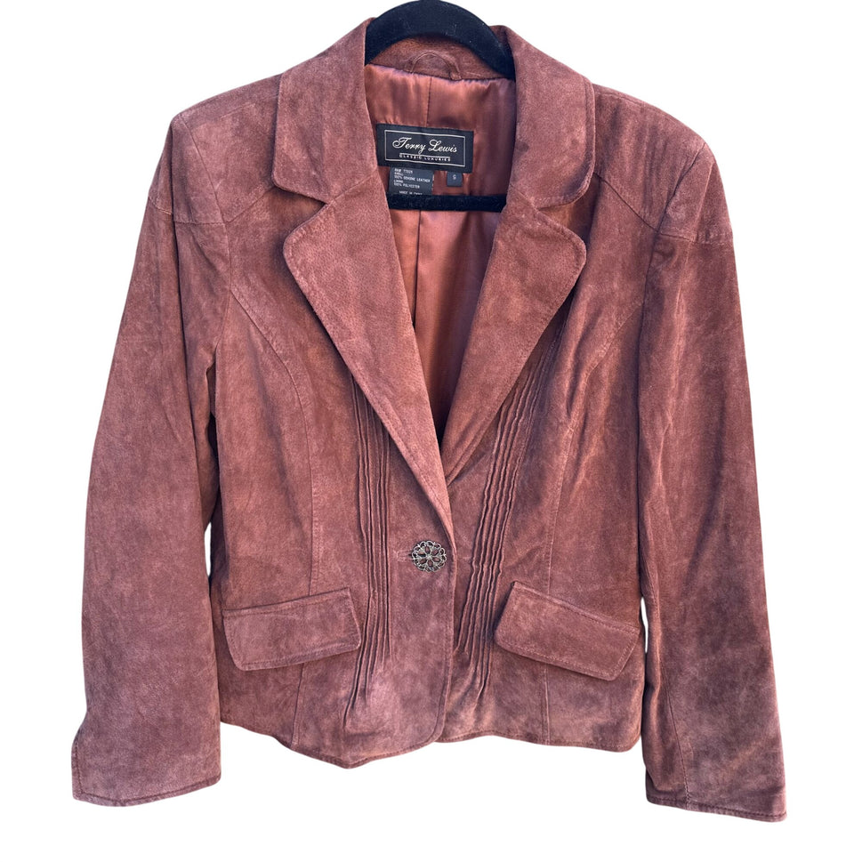 Terry Lewis Vintage Leather Suede Blazer Jacket Rust Brown Western Womens S