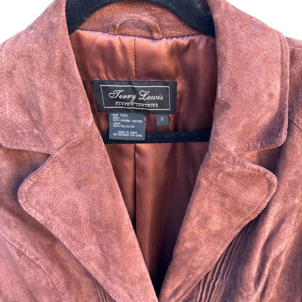 Terry Lewis Vintage Leather Suede Blazer Jacket Rust Brown Western Womens S