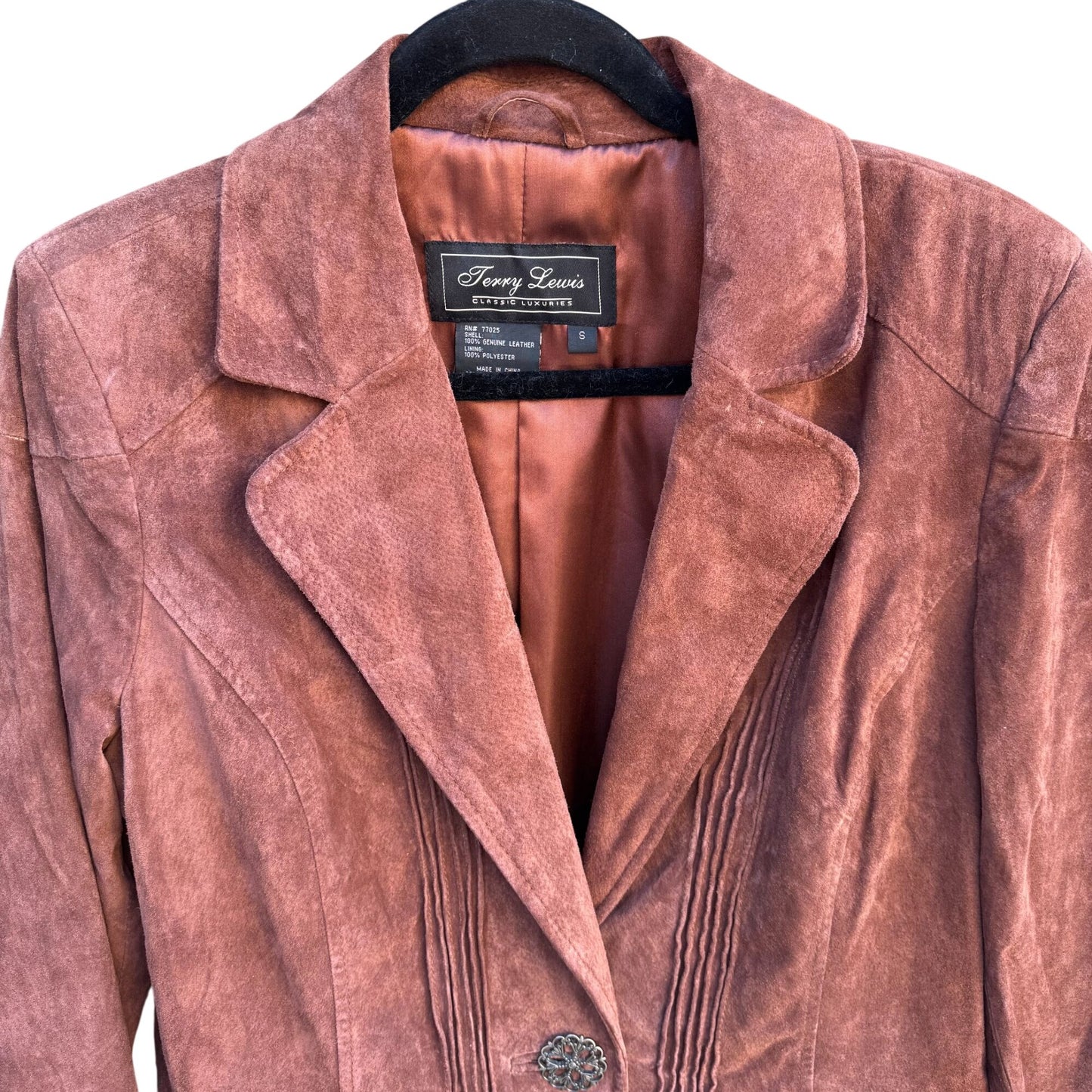 Terry Lewis Vintage Leather Suede Blazer Jacket Rust Brown Western Womens S