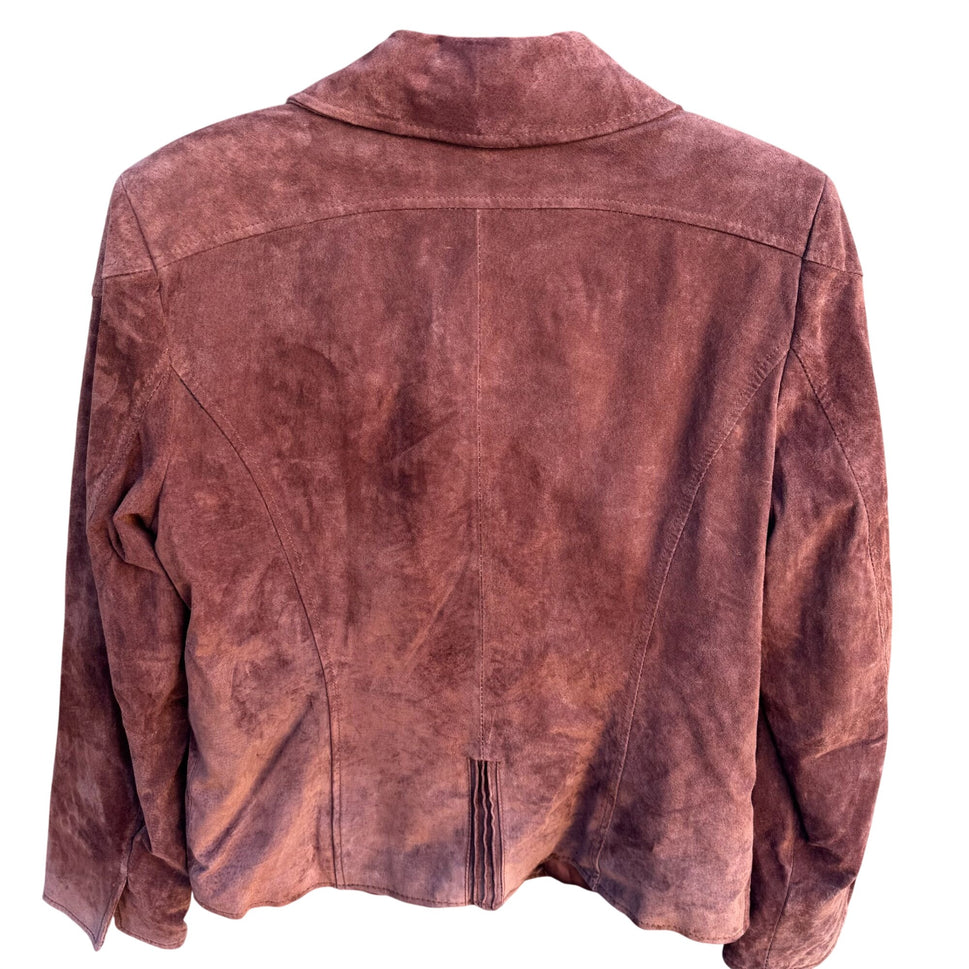 Terry Lewis Vintage Leather Suede Blazer Jacket Rust Brown Western Womens S