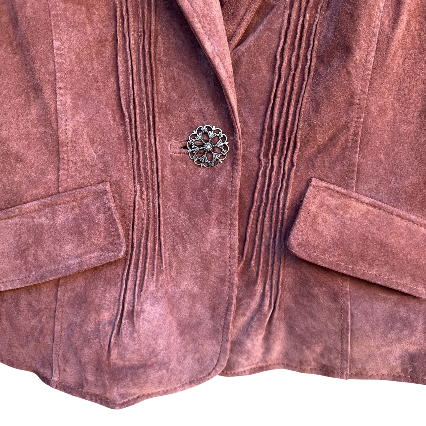 Terry Lewis Vintage Leather Suede Blazer Jacket Rust Brown Western Womens S