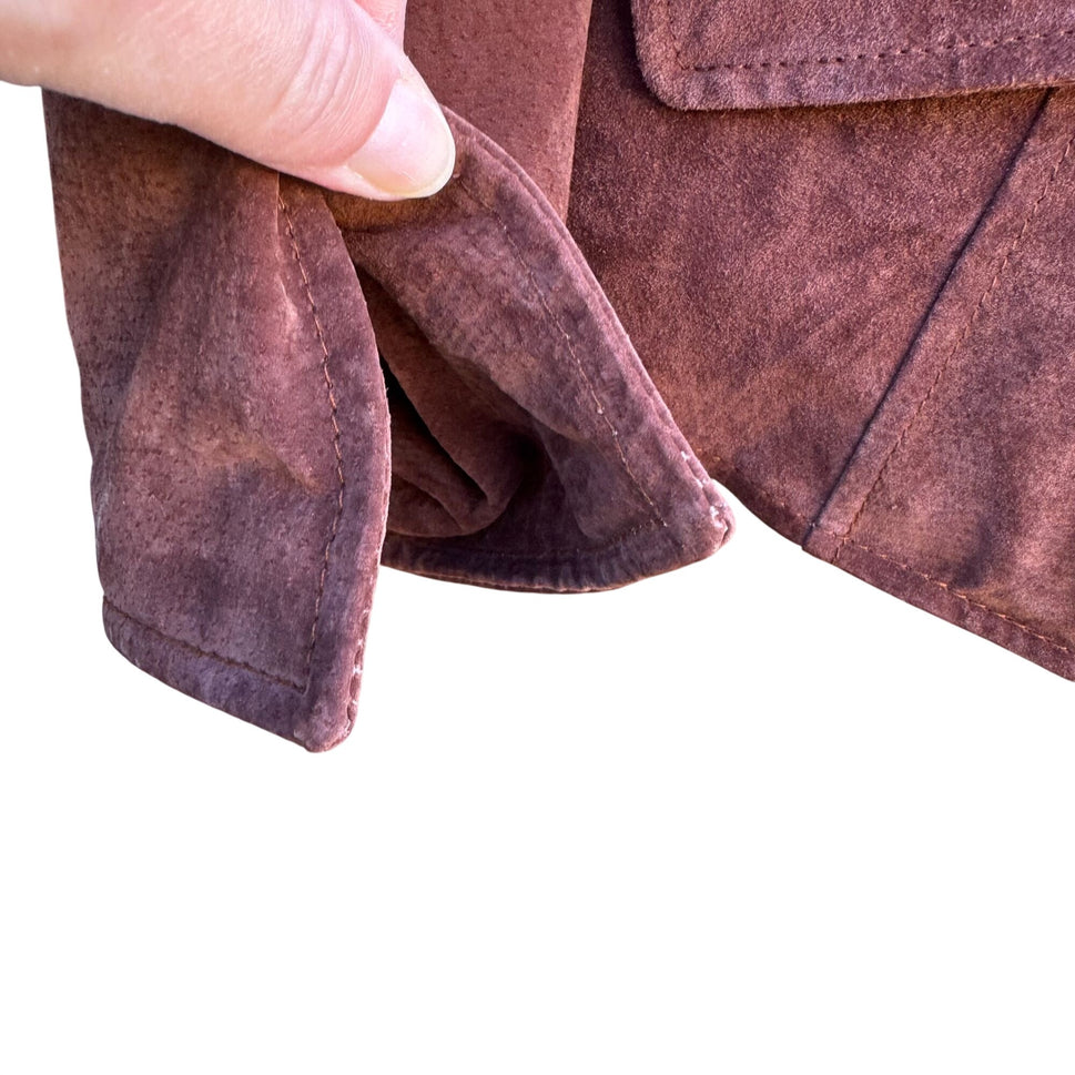 Terry Lewis Vintage Leather Suede Blazer Jacket Rust Brown Western Womens S