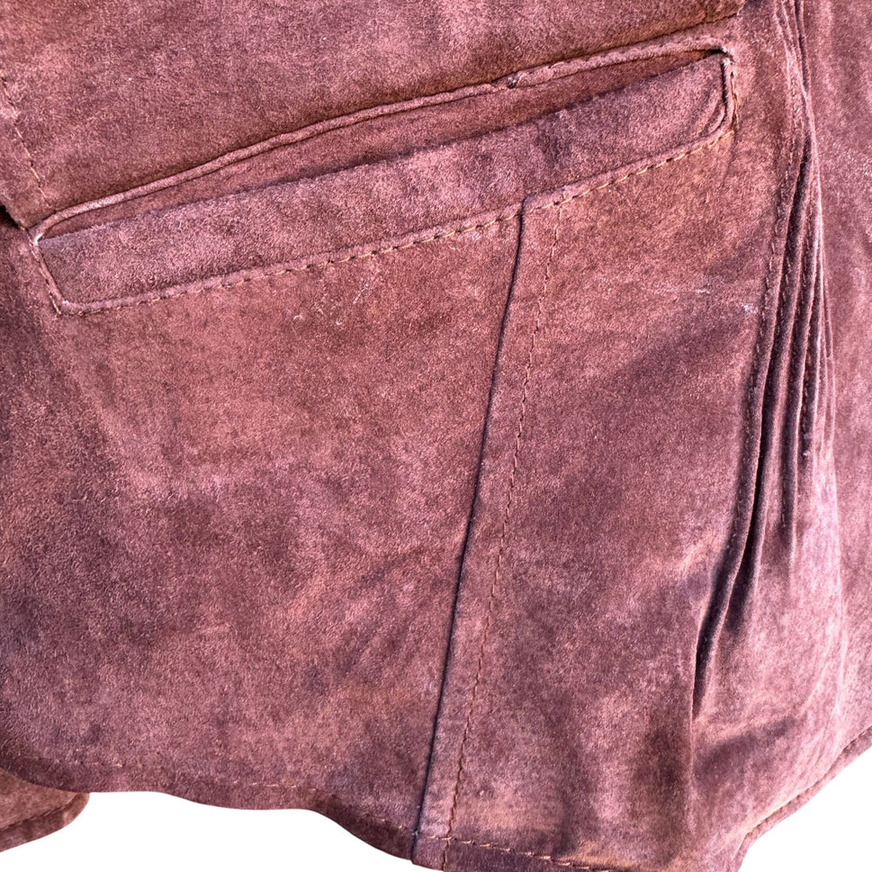 Terry Lewis Vintage Leather Suede Blazer Jacket Rust Brown Western Womens S