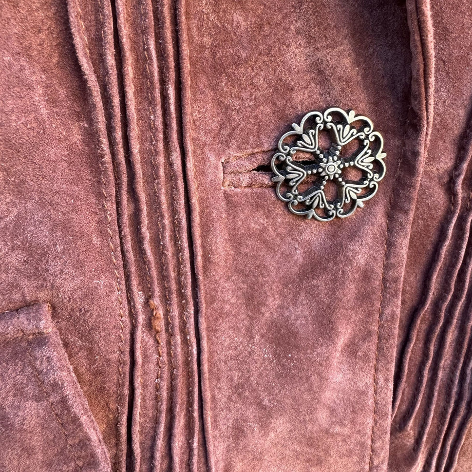 Terry Lewis Vintage Leather Suede Blazer Jacket Rust Brown Western Womens S