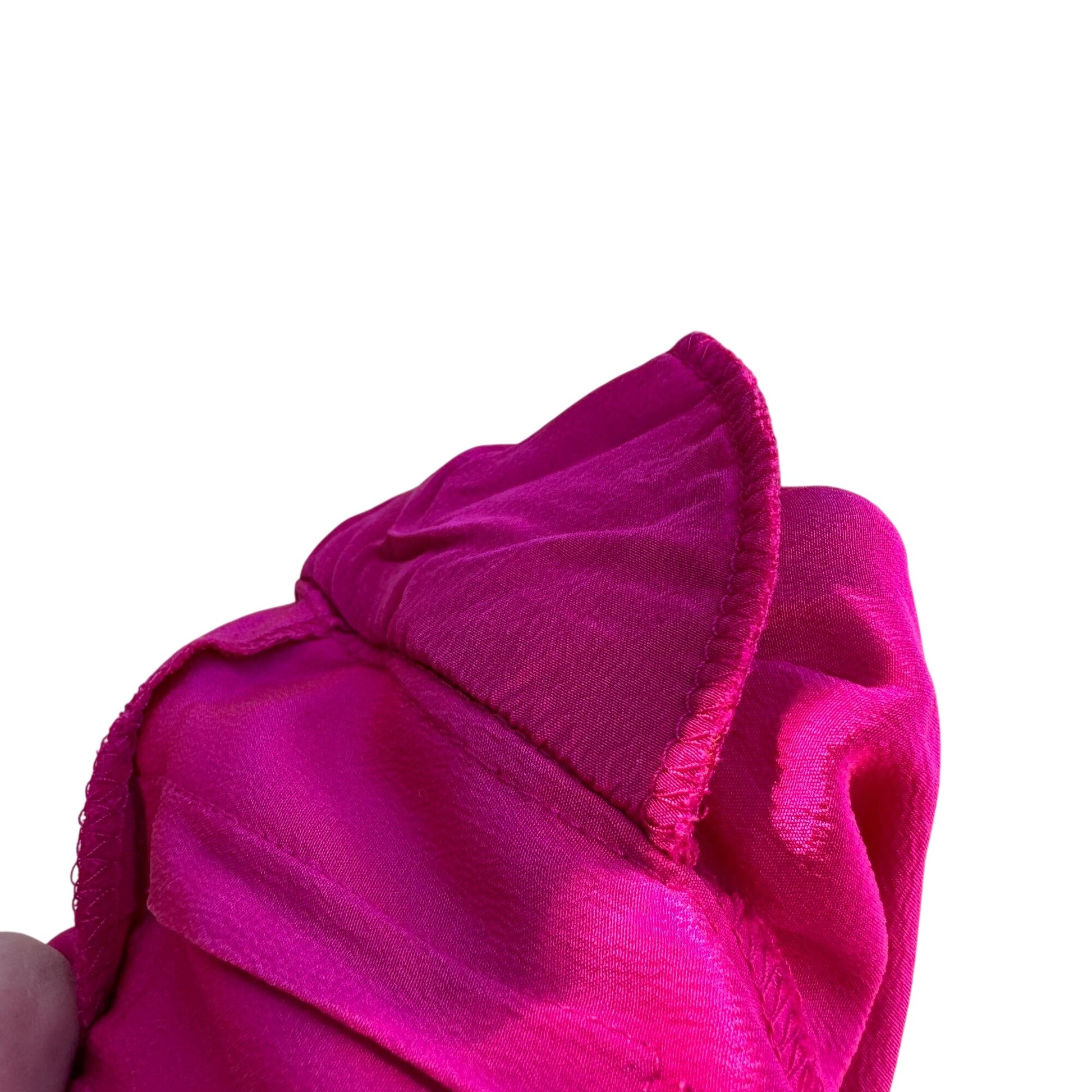 Nordstrom Petite Focus Vintage Womens Silk Hot Pink Long Sleeve Shirt Blouse 2