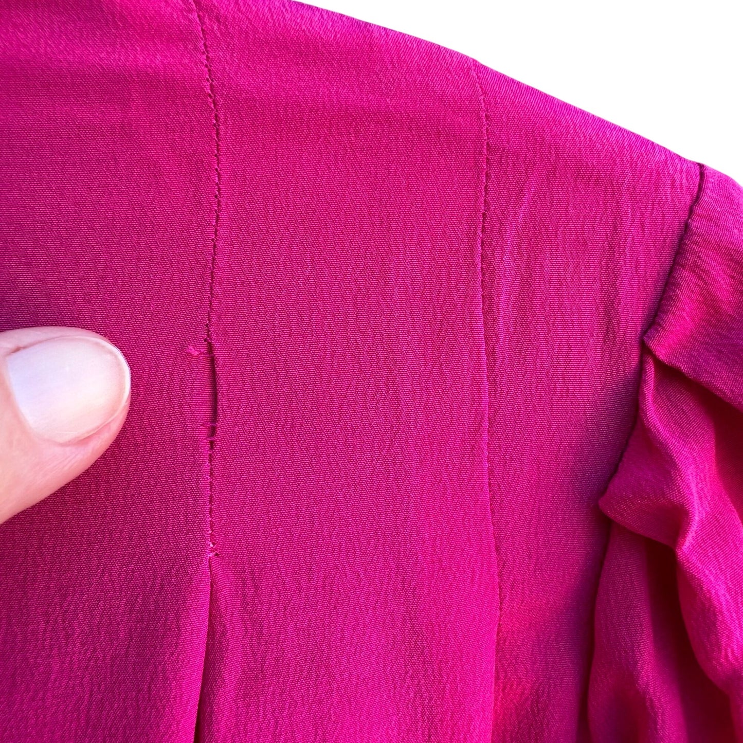 Nordstrom Petite Focus Vintage Womens Silk Hot Pink Long Sleeve Shirt Blouse 2