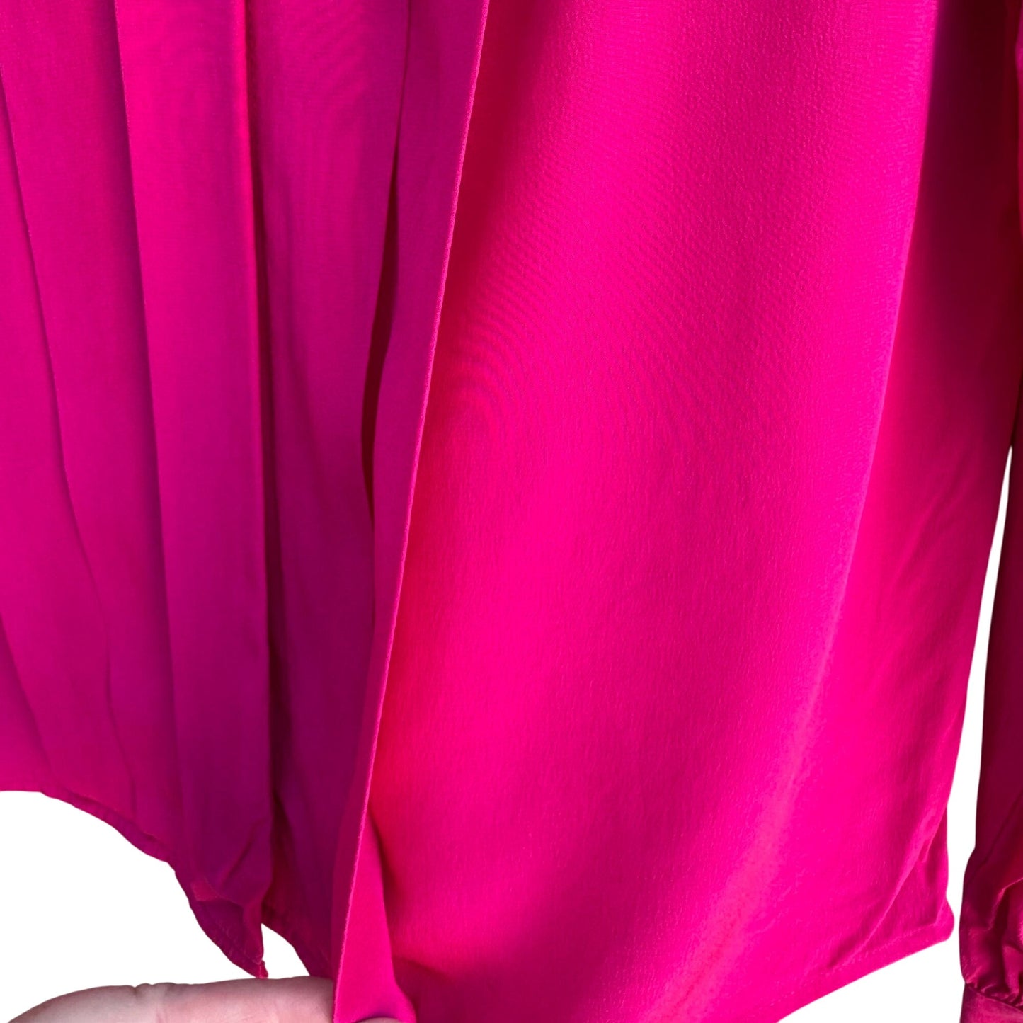 Nordstrom Petite Focus Vintage Womens Silk Hot Pink Long Sleeve Shirt Blouse 2