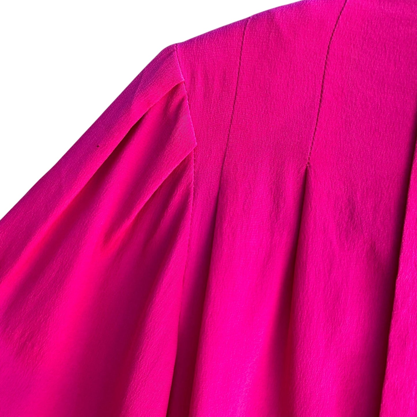 Nordstrom Petite Focus Vintage Womens Silk Hot Pink Long Sleeve Shirt Blouse 2