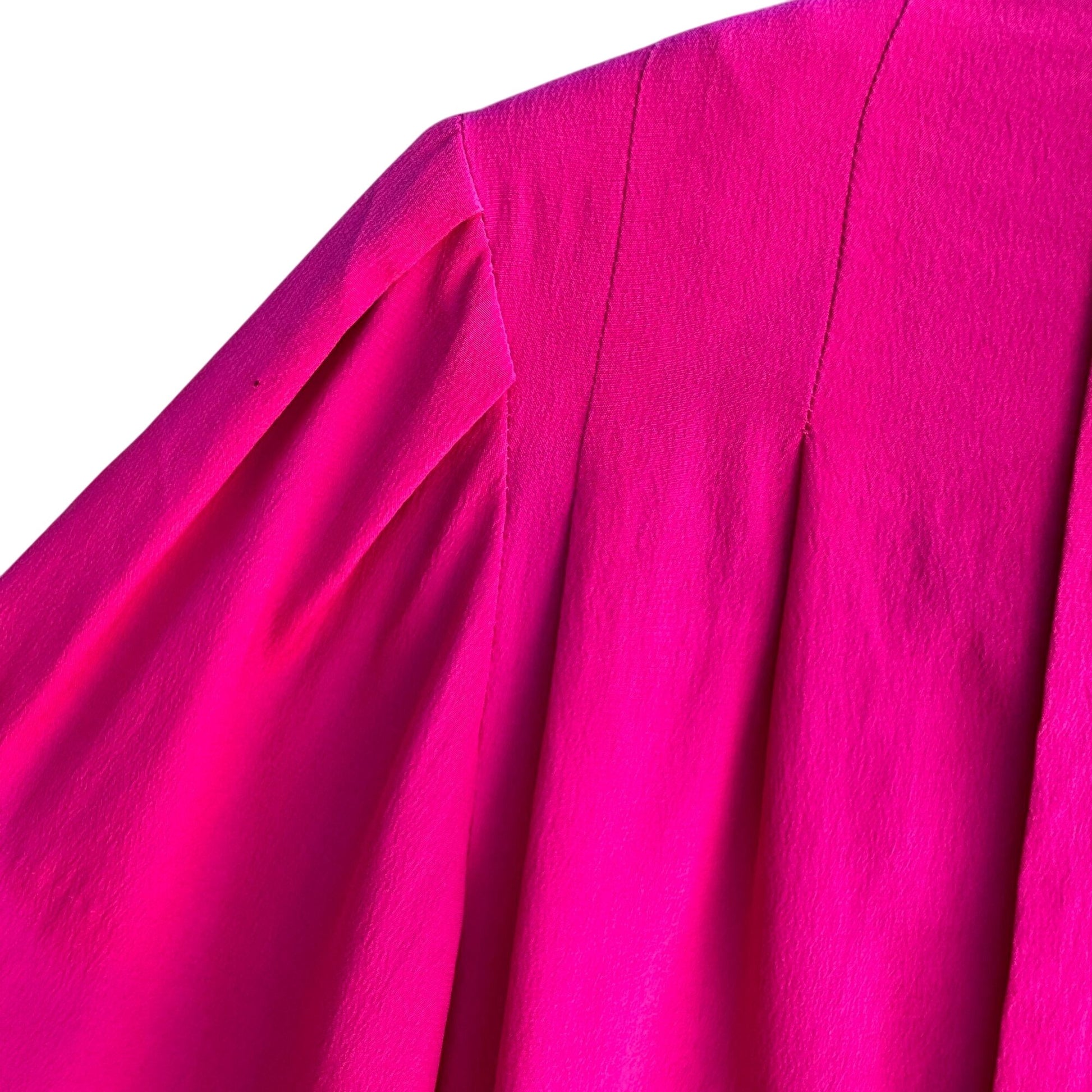 Nordstrom Petite Focus Vintage Womens Silk Hot Pink Long Sleeve Shirt Blouse 2