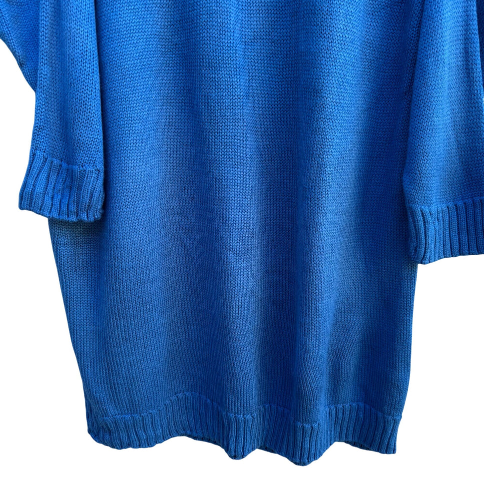 Croquet Club Vintage Womens Blue Oversized 3/4 Sleeve Pullover Knit Sweater Dress