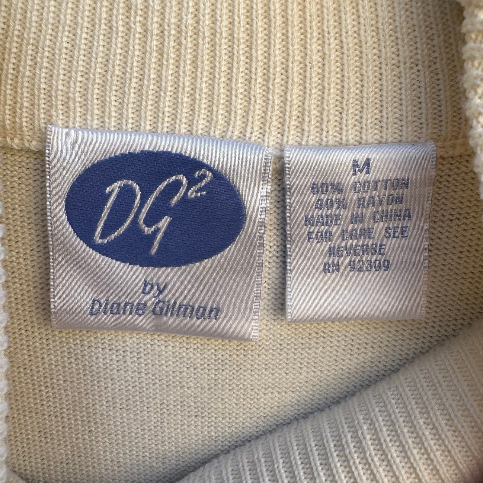 DG2 Diane Gilman Womens Mock Neck Sleeveless Sweater Shell Cream Medium NEW