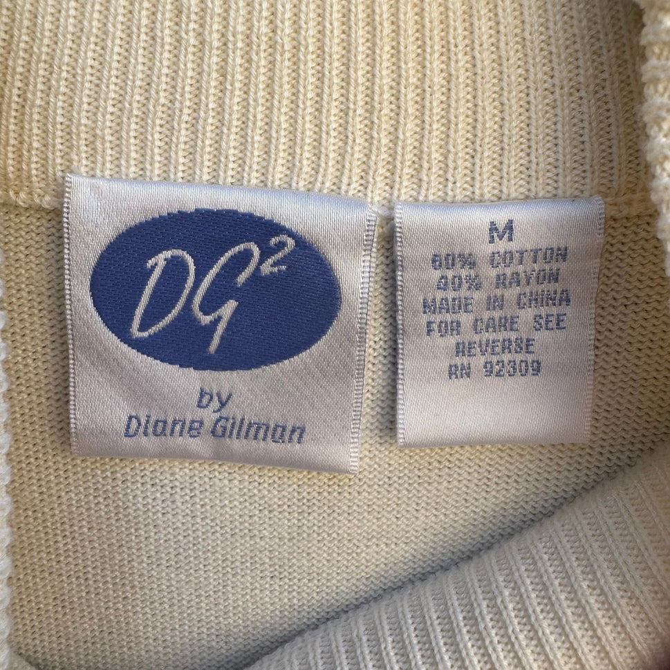 DG2 Diane Gilman Womens Mock Neck Sleeveless Sweater Shell Cream Medium NEW