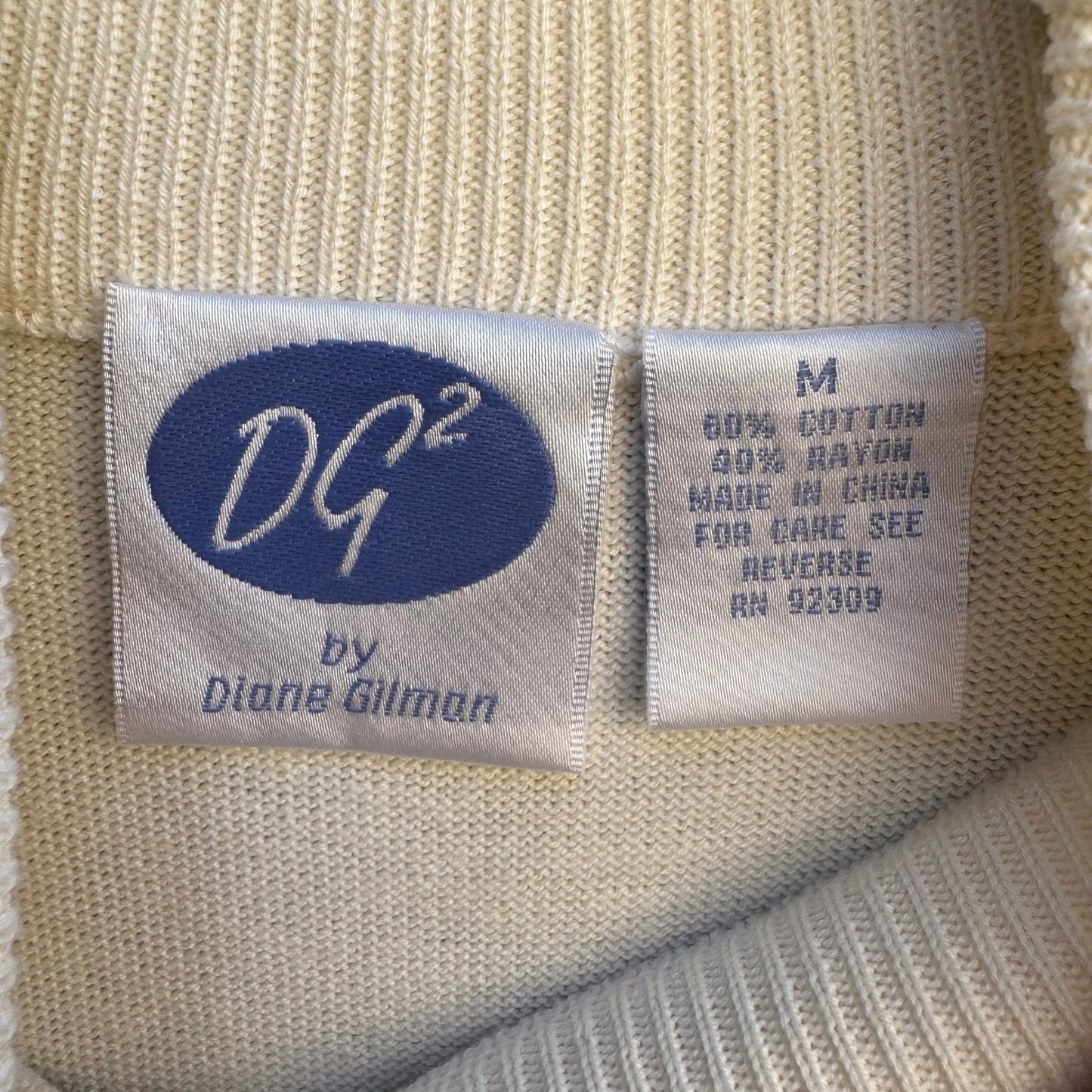 DG2 Diane Gilman Womens Mock Neck Sleeveless Sweater Shell Cream Medium NEW