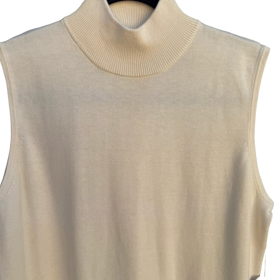 DG2 Diane Gilman Womens Mock Neck Sleeveless Sweater Shell Cream Medium NEW