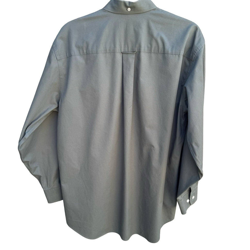 Nordstrom Smartcare Mens Long Sleeve Button Down Shirt Grey Cotton Sailboat Logo