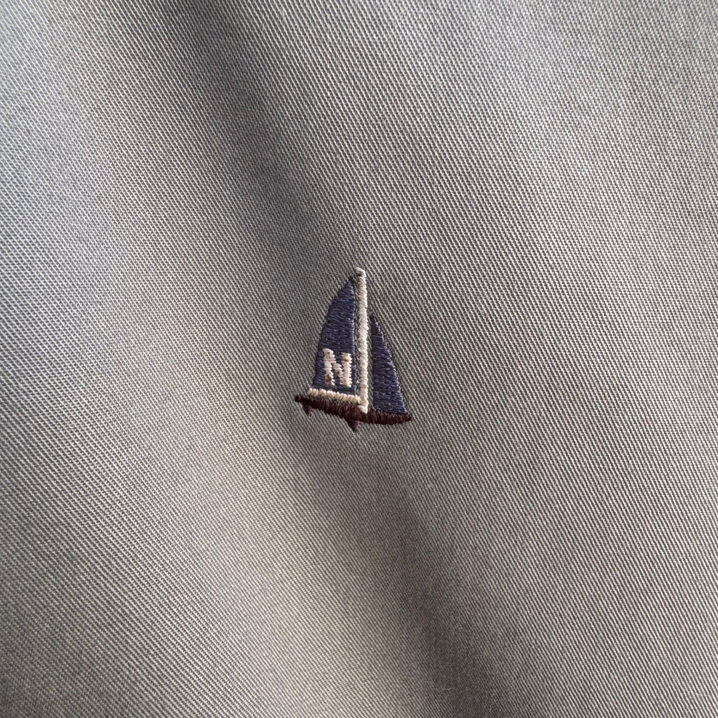 Nordstrom Smartcare Mens Long Sleeve Button Down Shirt Grey Cotton Sailboat Logo