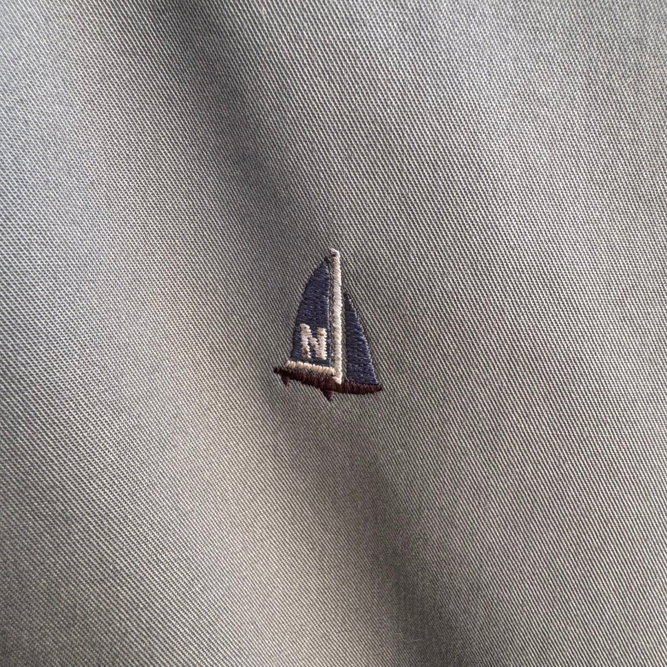 Nordstrom Smartcare Mens Long Sleeve Button Down Shirt Grey Cotton Sailboat Logo