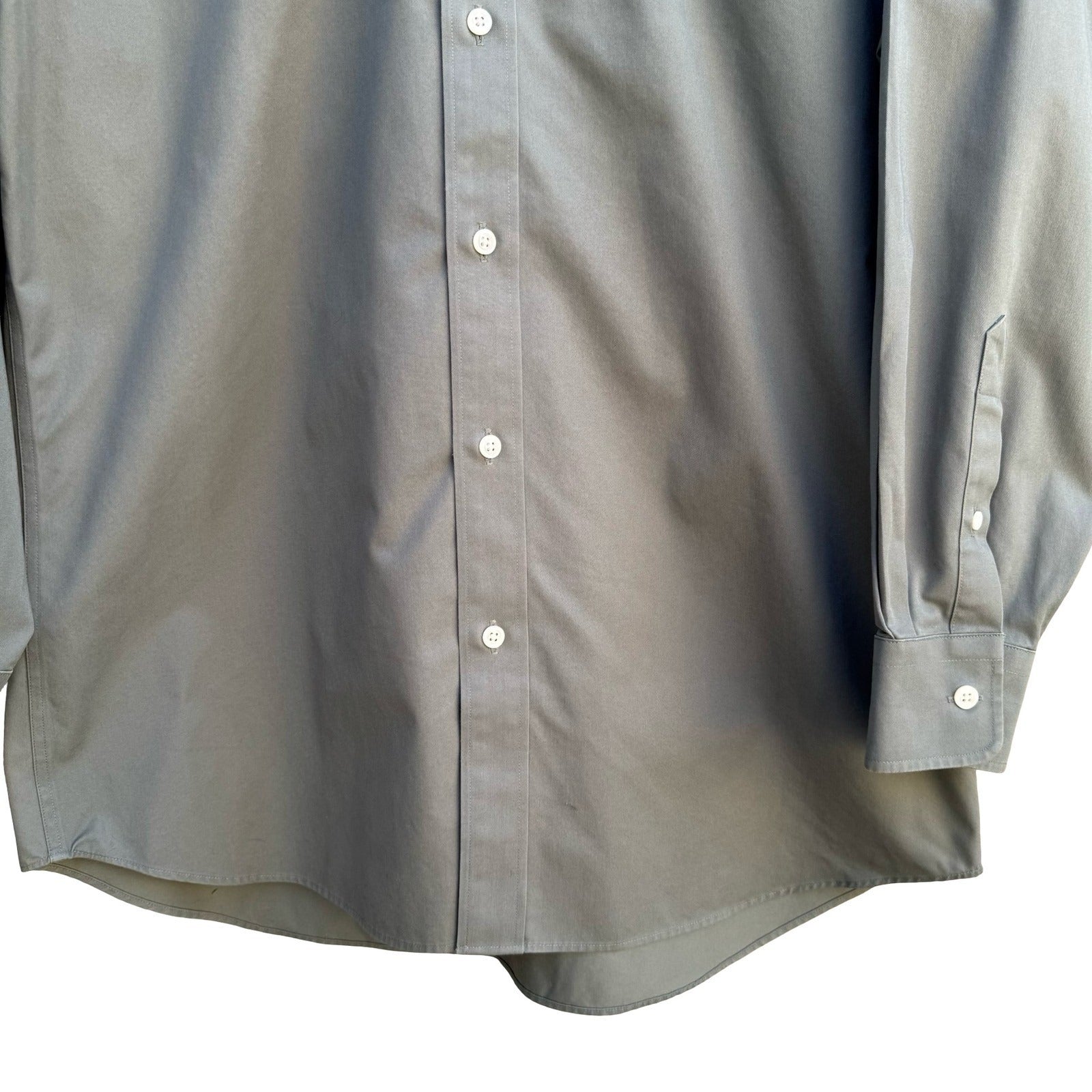 Nordstrom Smartcare Mens Long Sleeve Button Down Shirt Grey Cotton Sailboat Logo