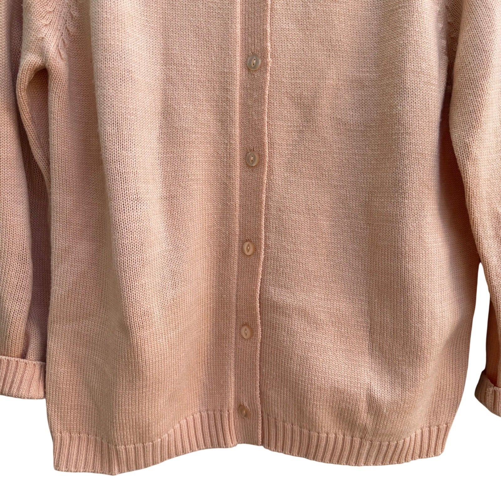 Robinsons Vintage 50s 60s Peach Cardigan Sweater Acrylic Raglan Button Front XL