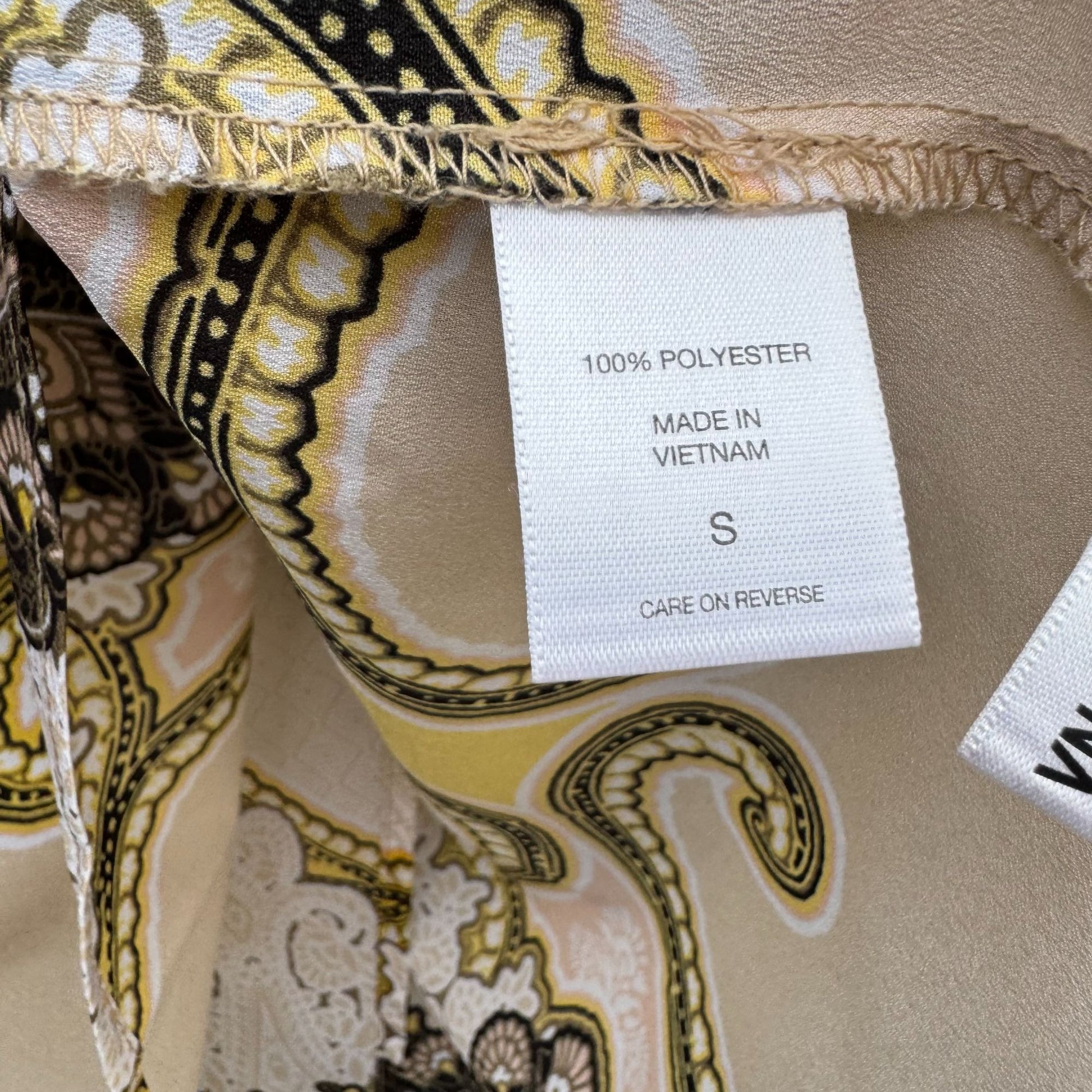 New York & Company Womens Paisley Pattern 3/4 Sleeves Split Back Blouse Top S