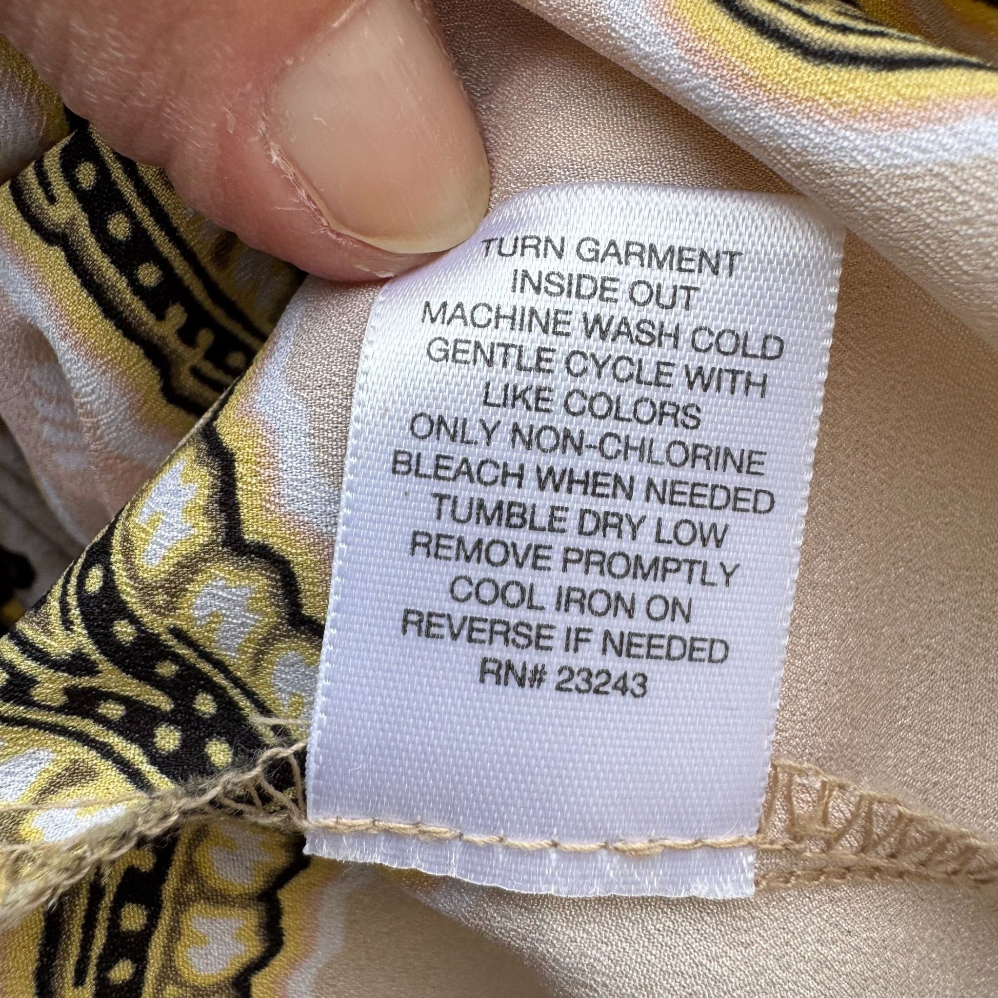 New York & Company Womens Paisley Pattern 3/4 Sleeves Split Back Blouse Top S