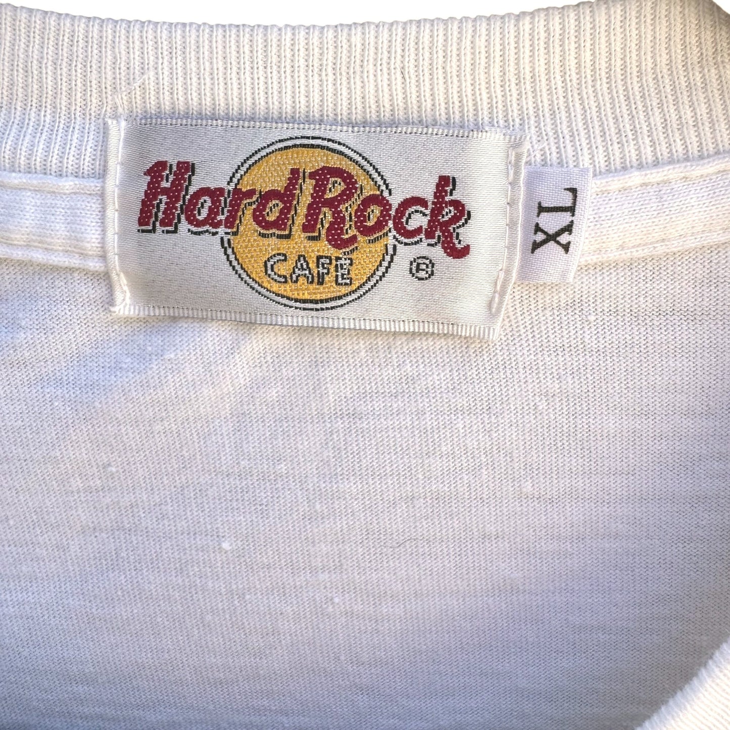 Hard Rock Cafe Singapore Vintage Mens White Graphic Print Single Stitch Shirt XL