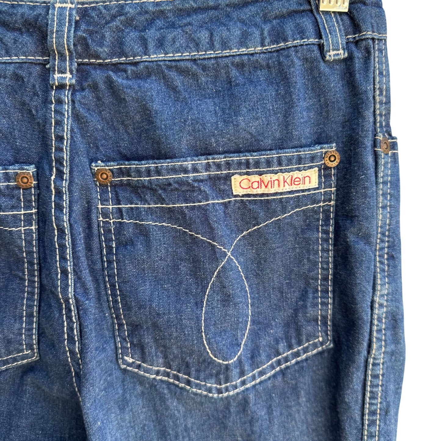 Calvin Klein Vintage 70s 80s Womens High-Waisted Blue Denim Straight Leg Jeans