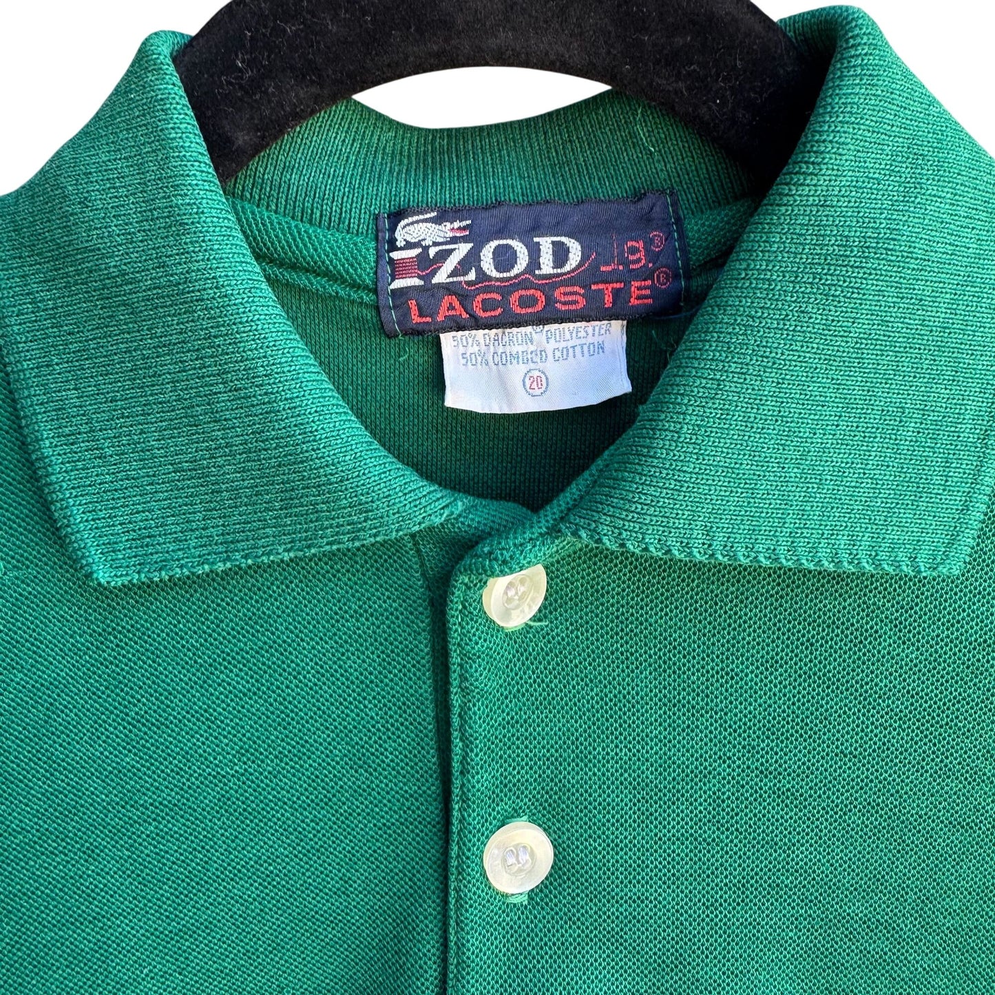Izod Lacoste Vintage Green Preppy Golf Long Sleeve Polo Rugby Shirt Small