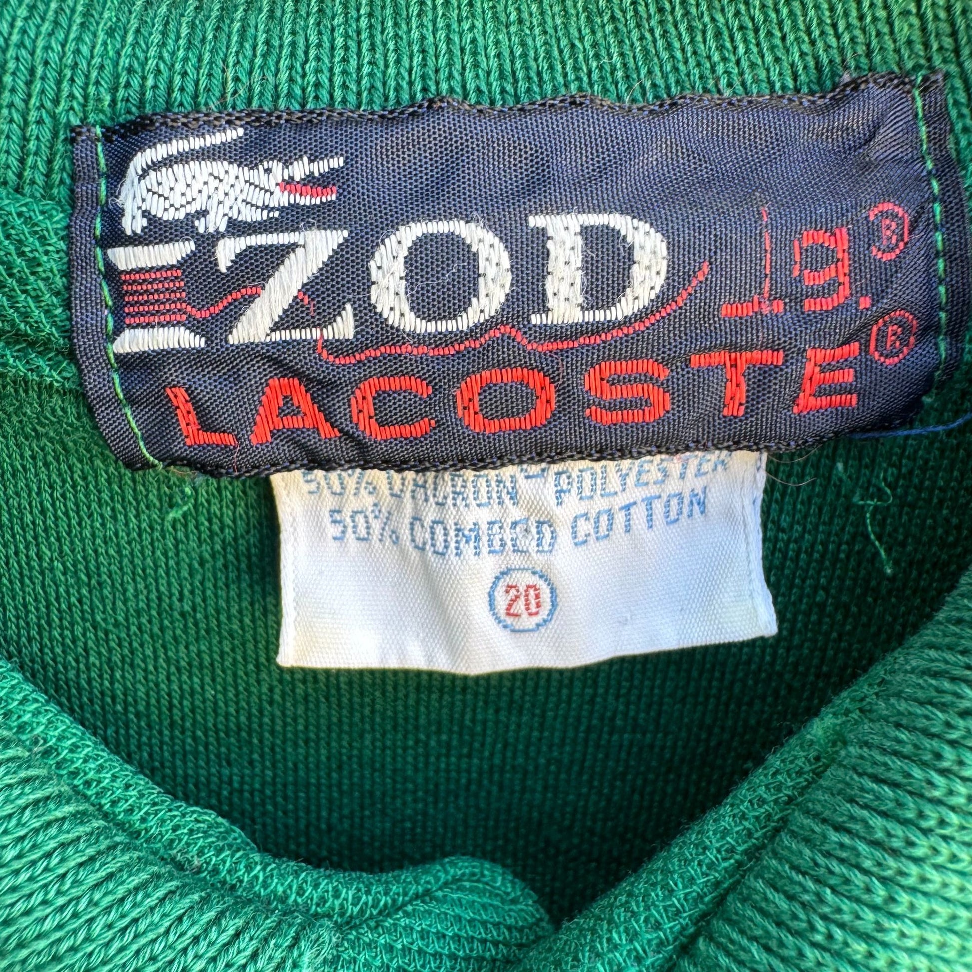 Izod Lacoste Vintage Green Preppy Golf Long Sleeve Polo Rugby Shirt Small