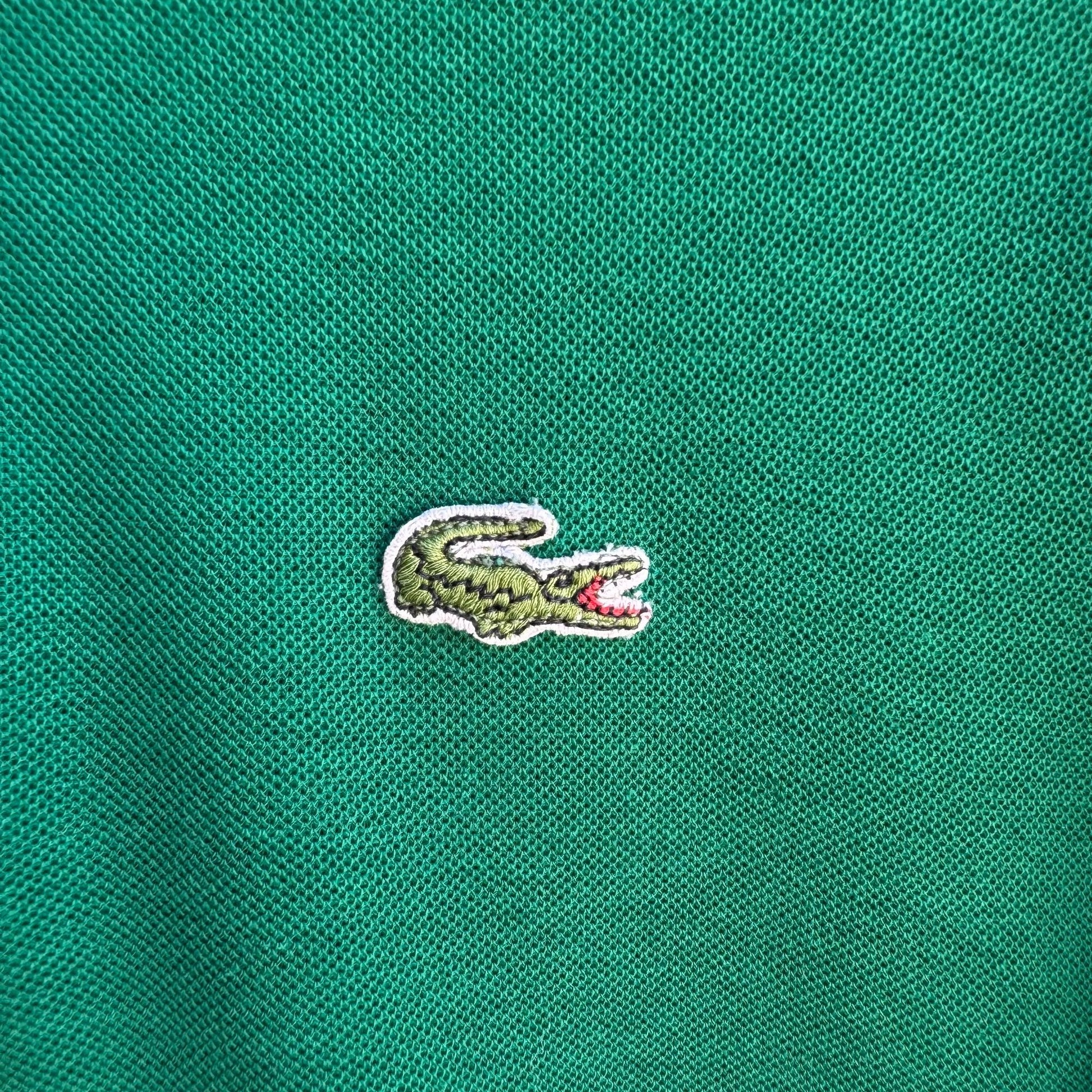 Izod Lacoste Vintage Green Preppy Golf Long Sleeve Polo Rugby Shirt Small